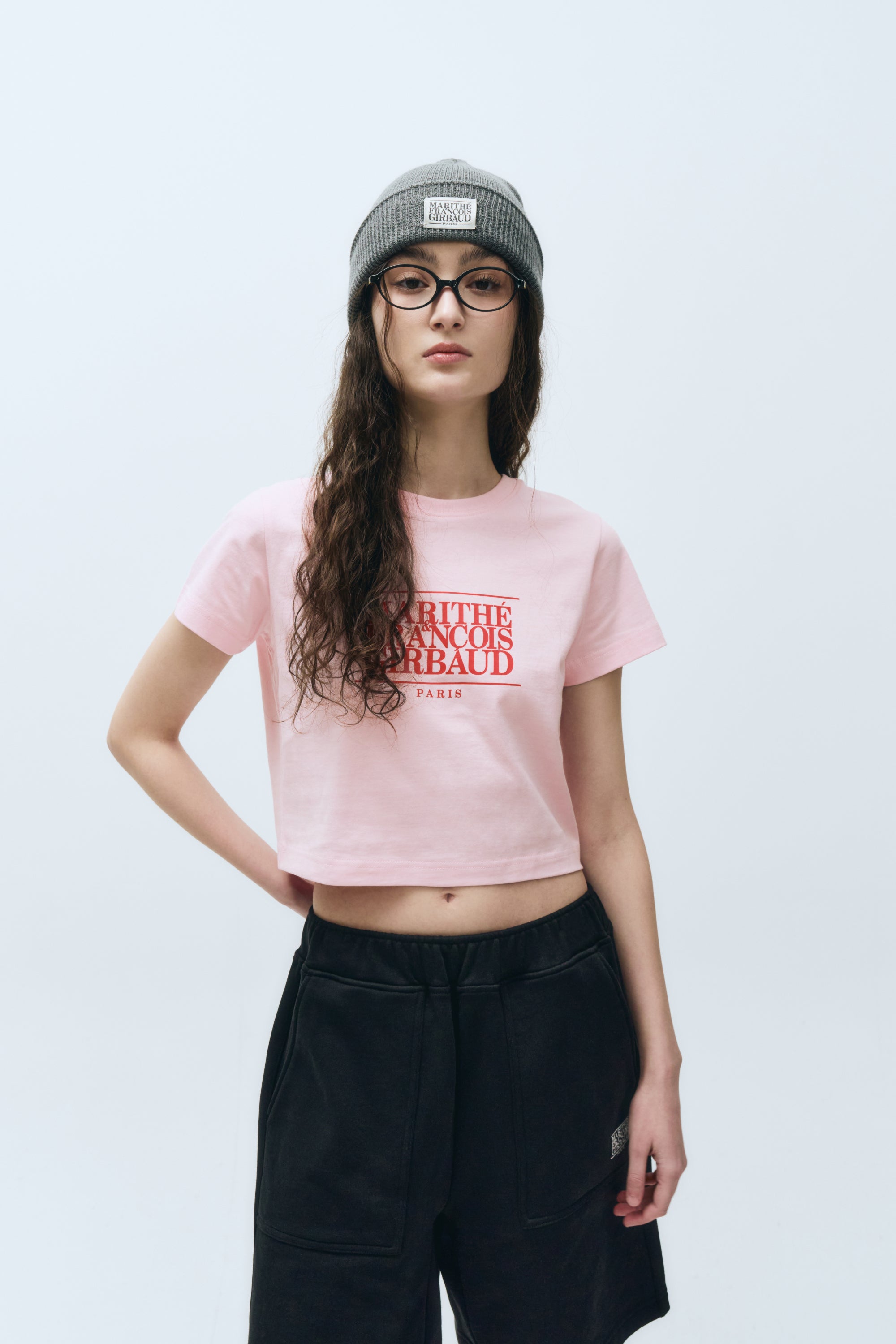 W Classic Logo Crop Tee Baby Pink