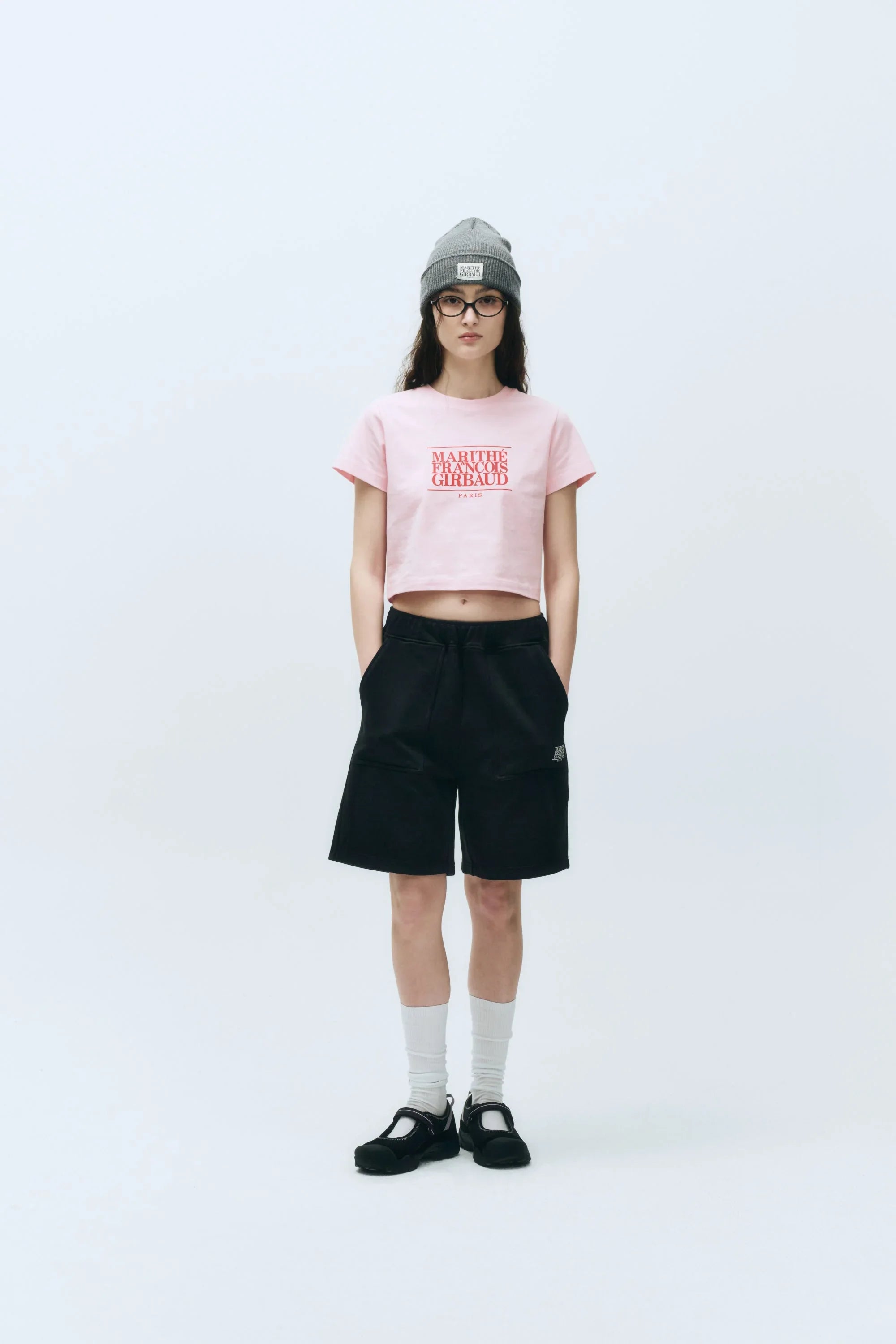 W Classic Logo Crop Tee Baby Pink