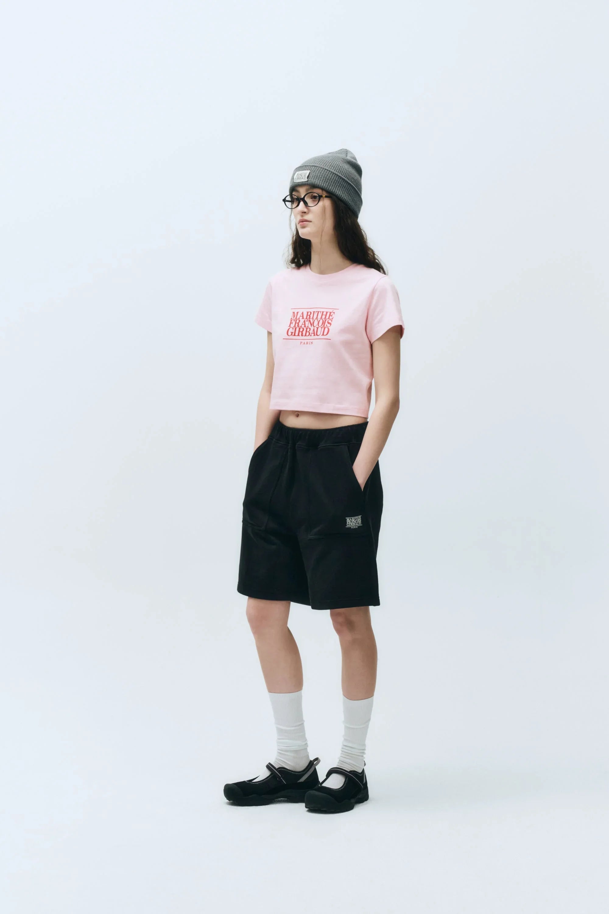 W Classic Logo Crop Tee Baby Pink