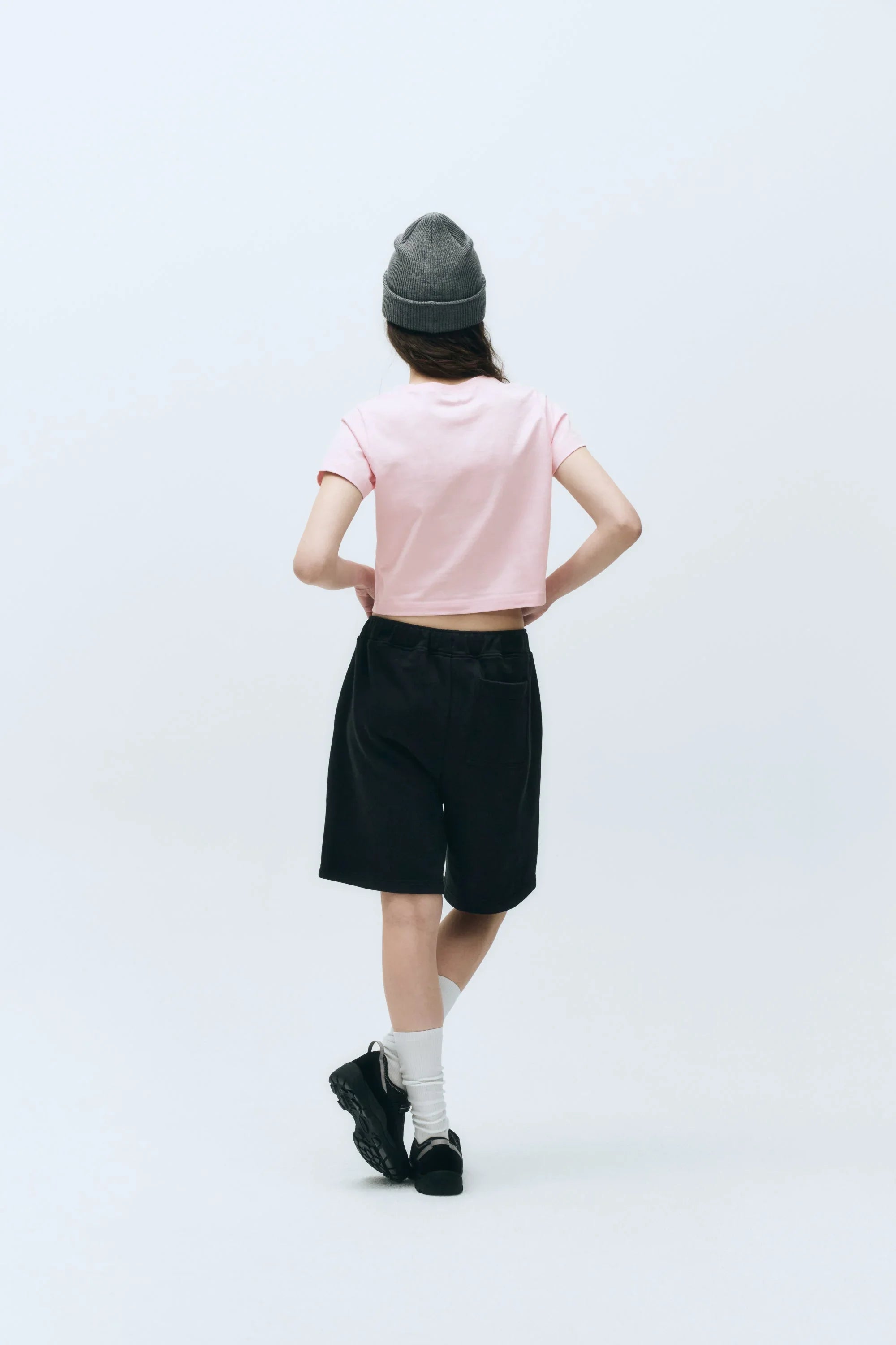 W Classic Logo Crop Tee Baby Pink
