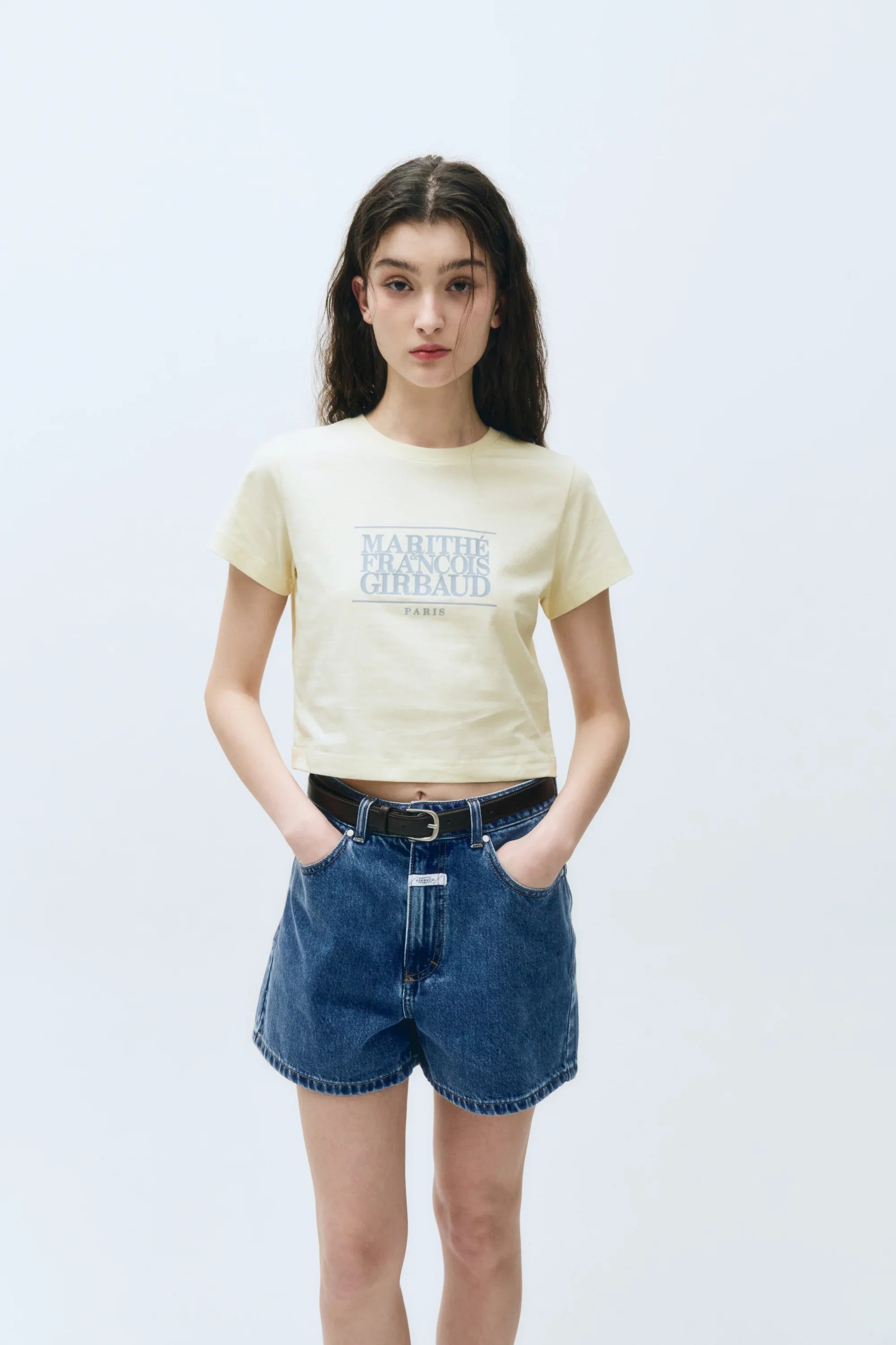 W Classic Logo Crop Tee Cream