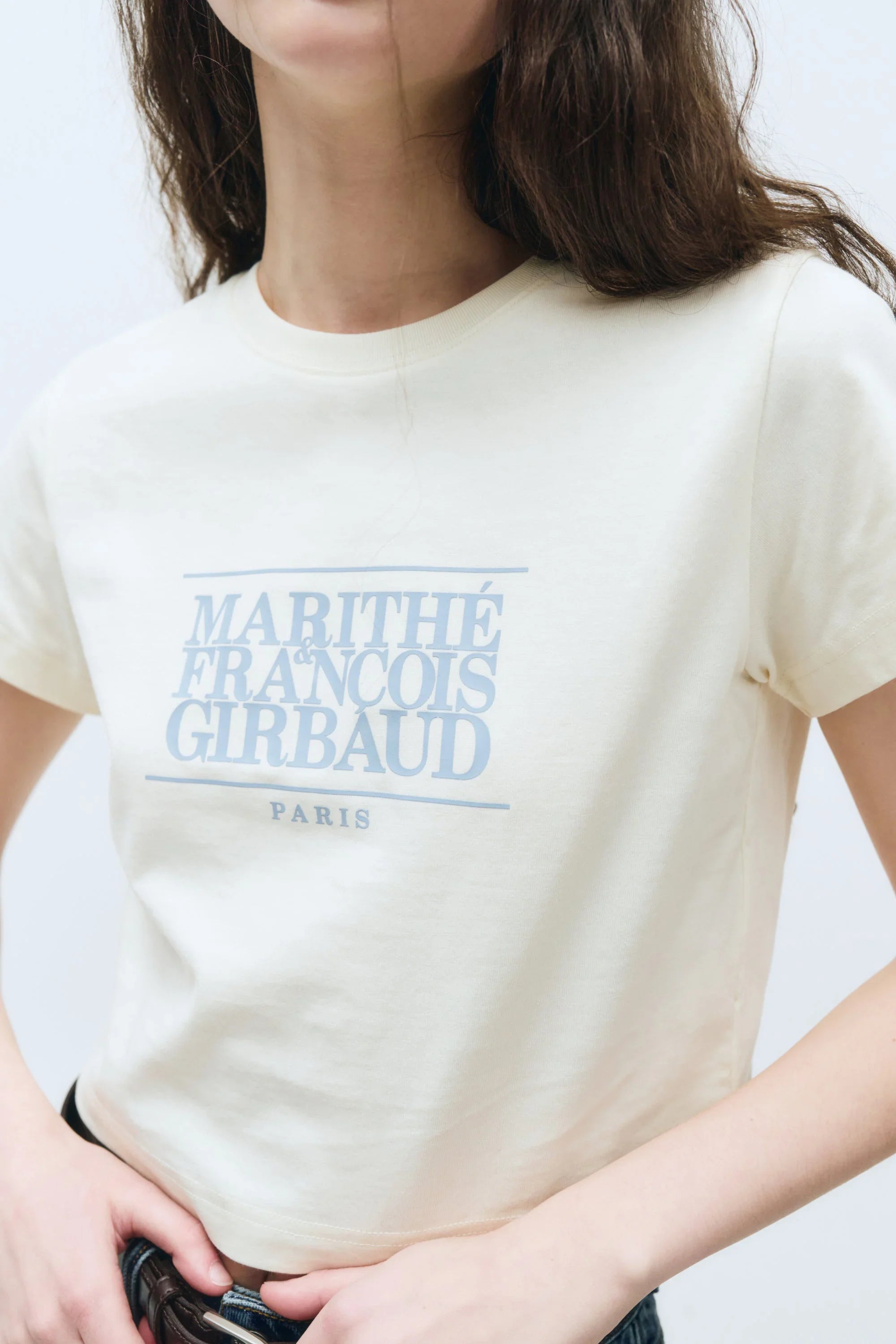 W Classic Logo Crop Tee Cream