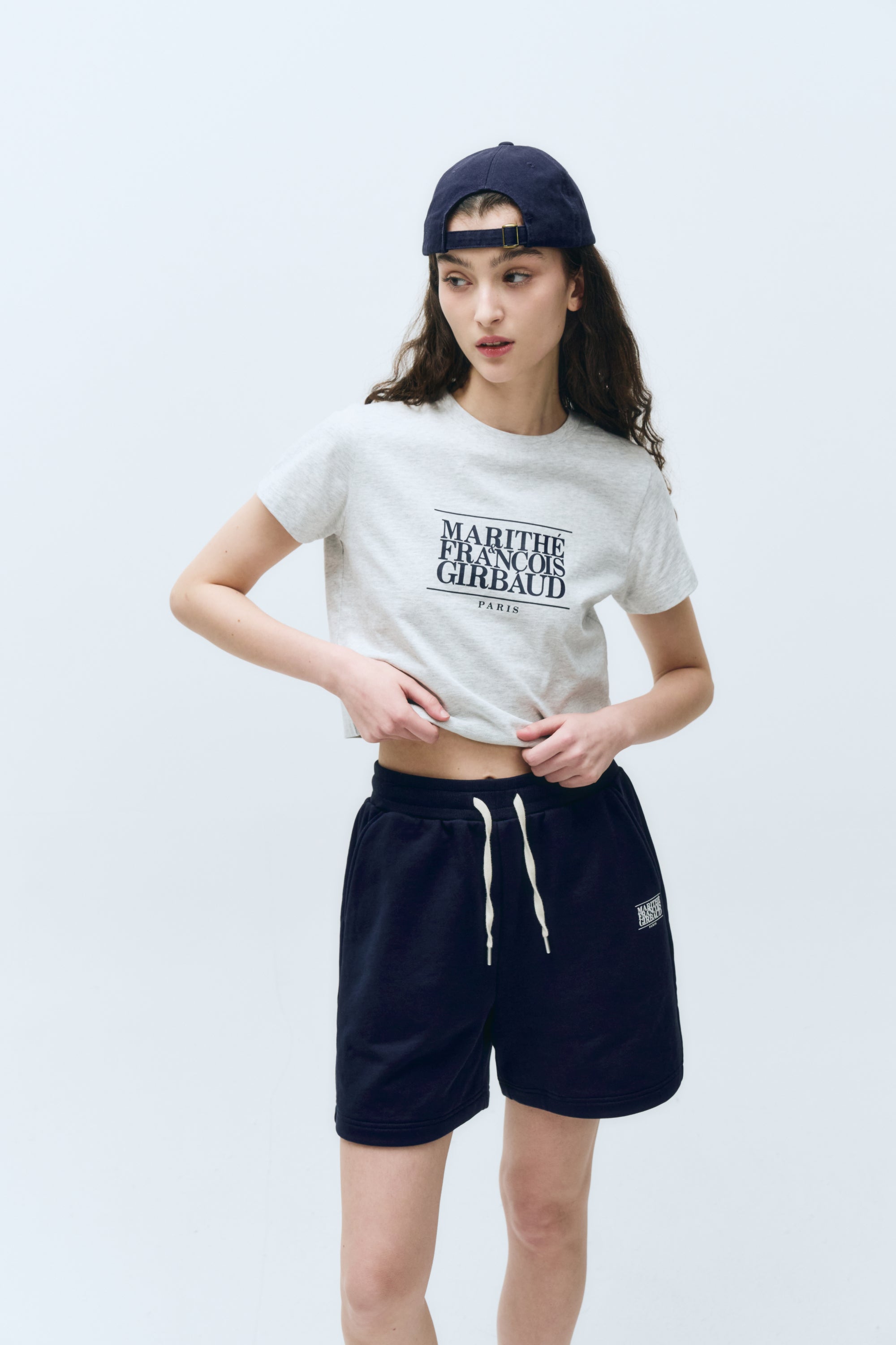 W Classic Logo Crop Tee Light Heather Gray