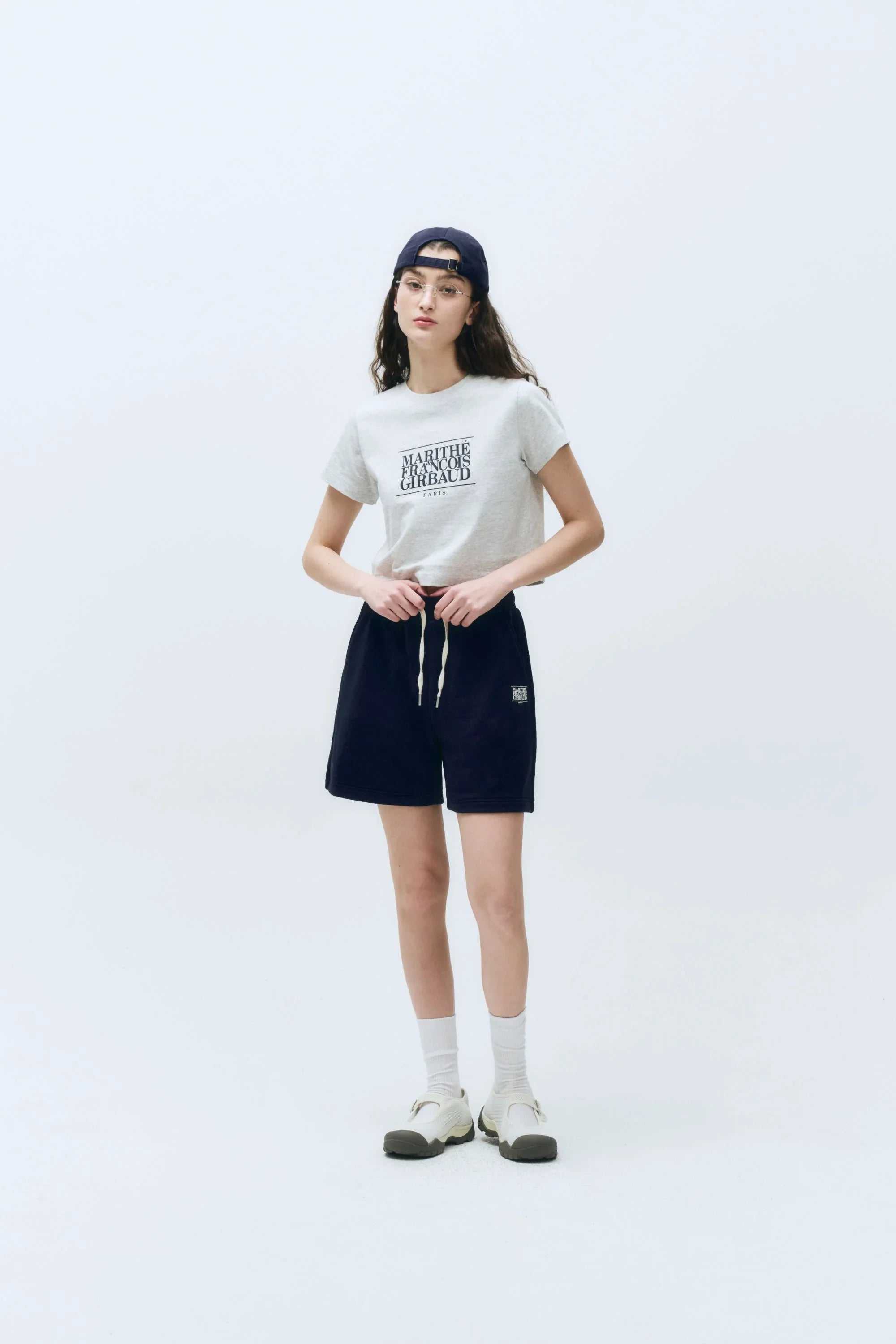 W Classic Logo Crop Tee Light Heather Gray