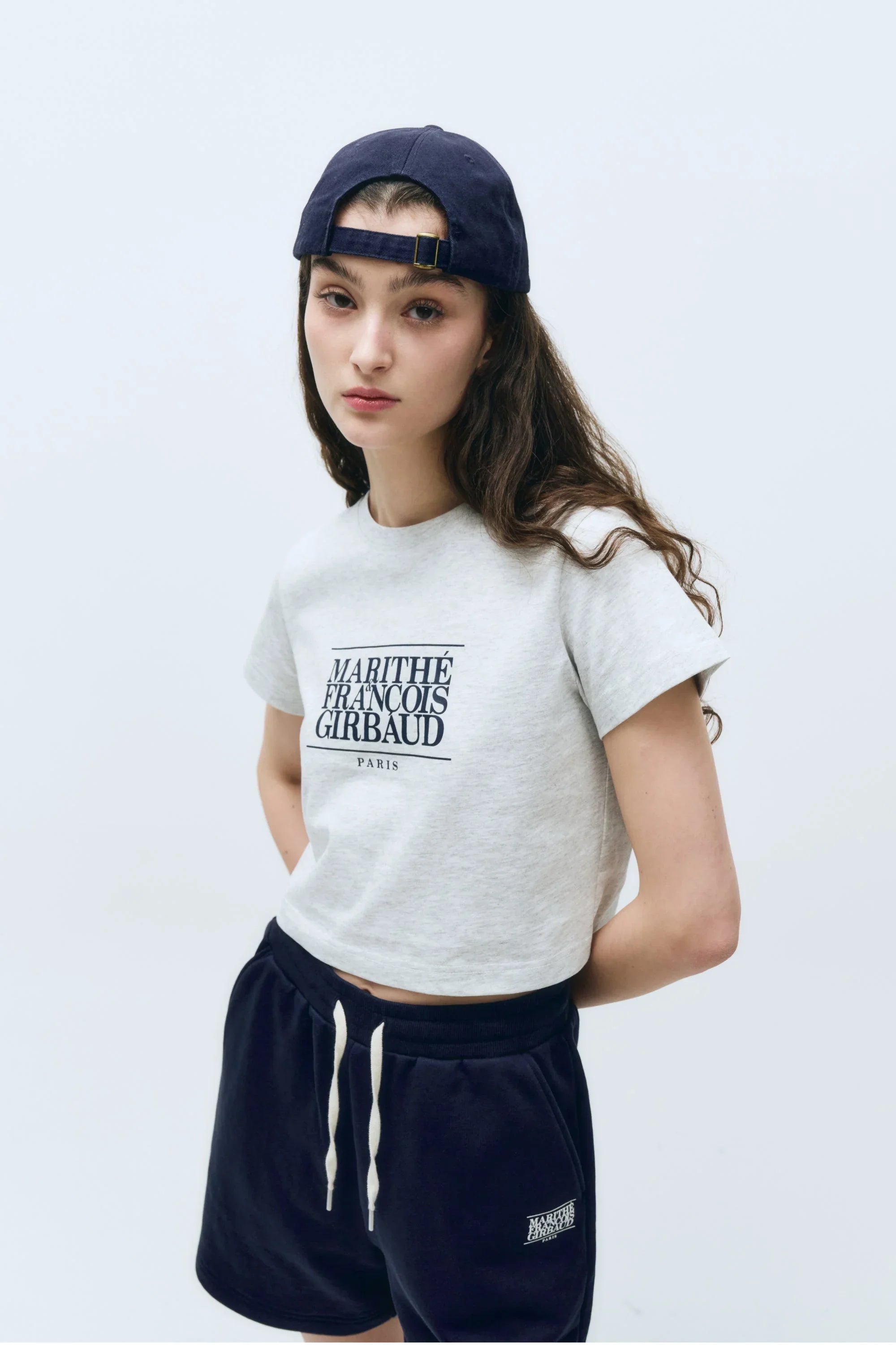W Classic Logo Crop Tee Light Heather Gray