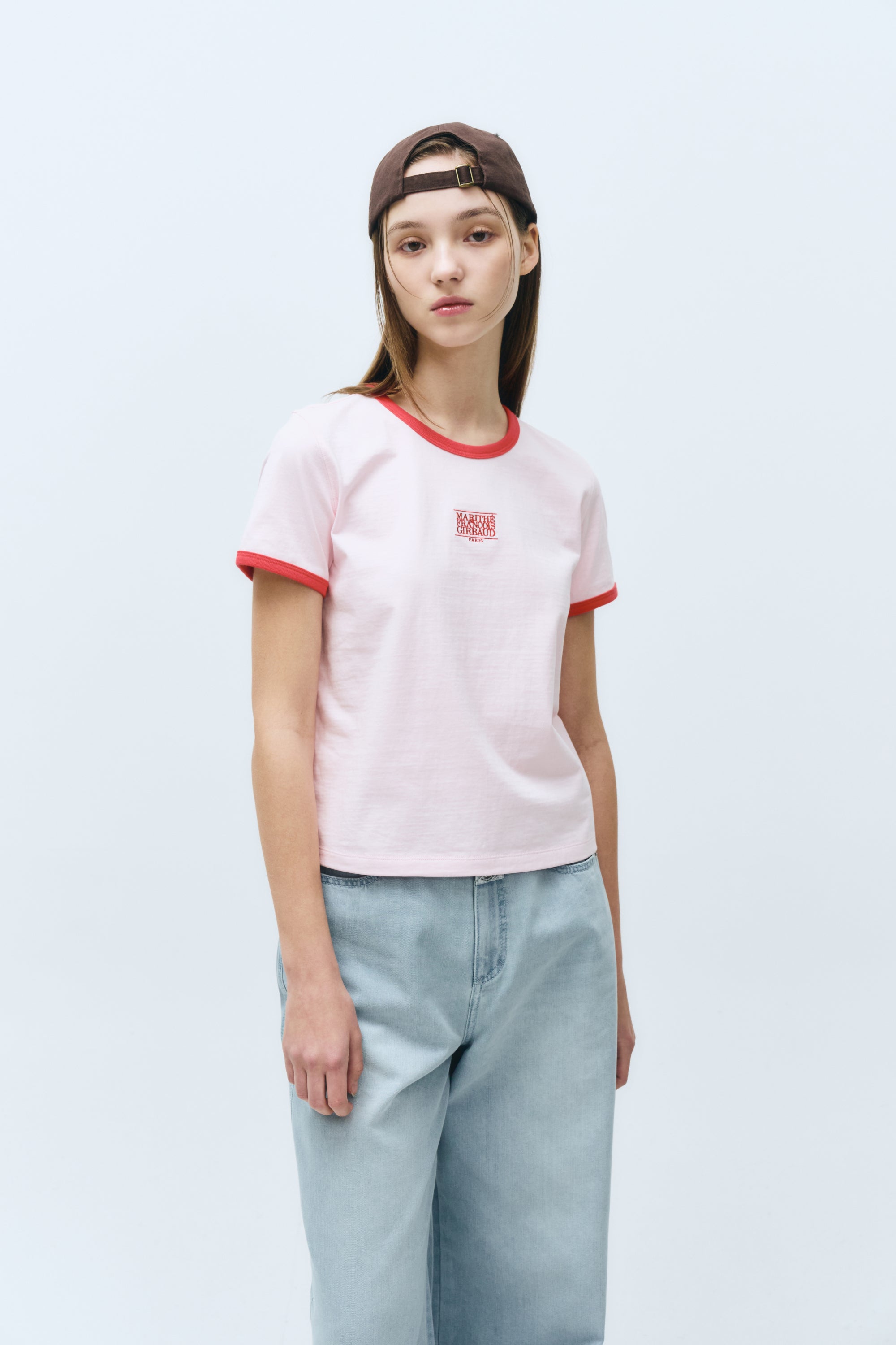 W Classic Logo Ringer Tee Pink
