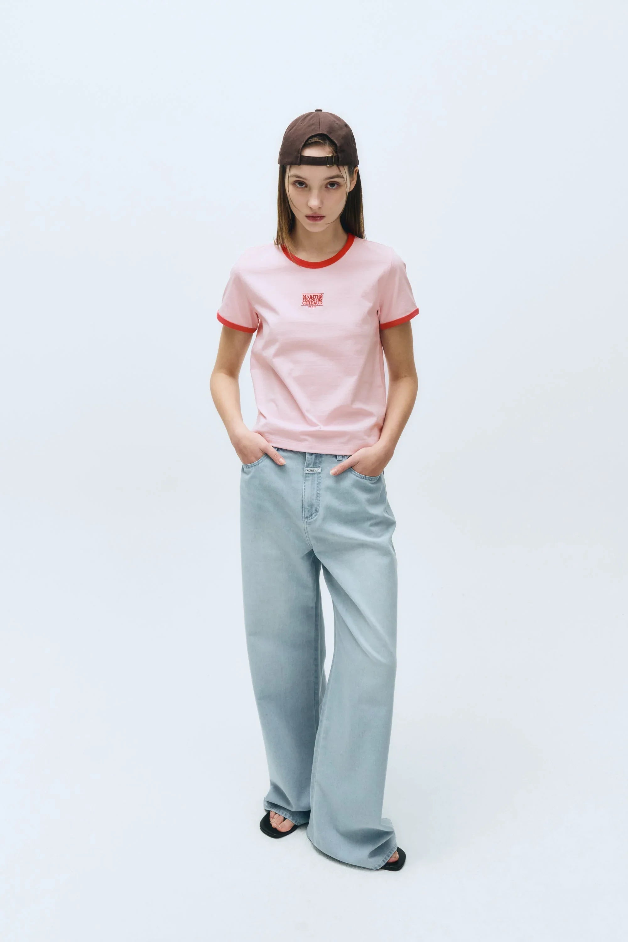 W Classic Logo Ringer Tee Pink