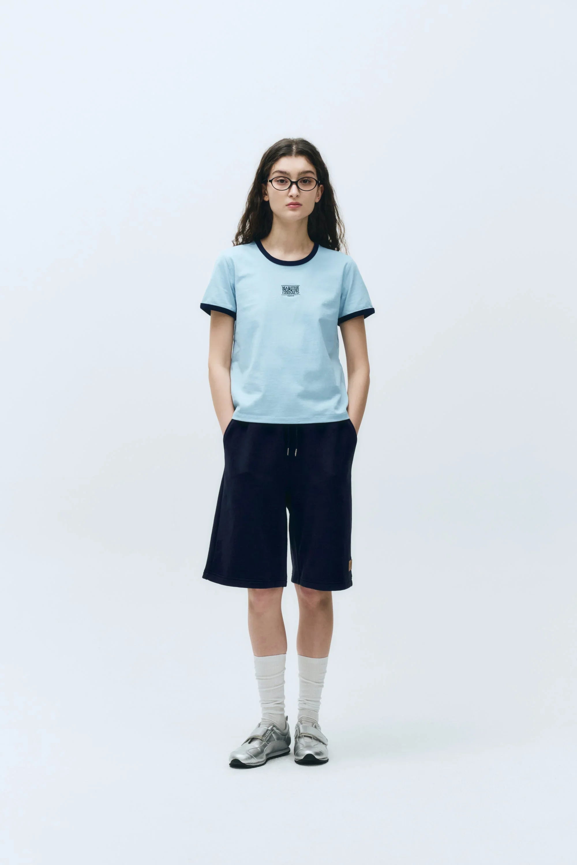 W Classic Logo Ringer Tee Sky Blue