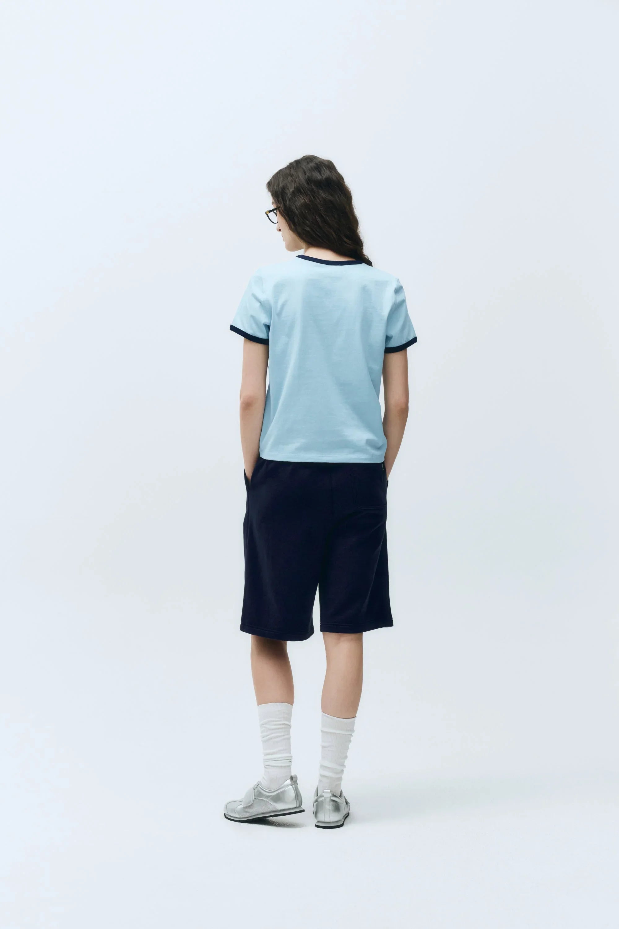 W Classic Logo Ringer Tee Sky Blue