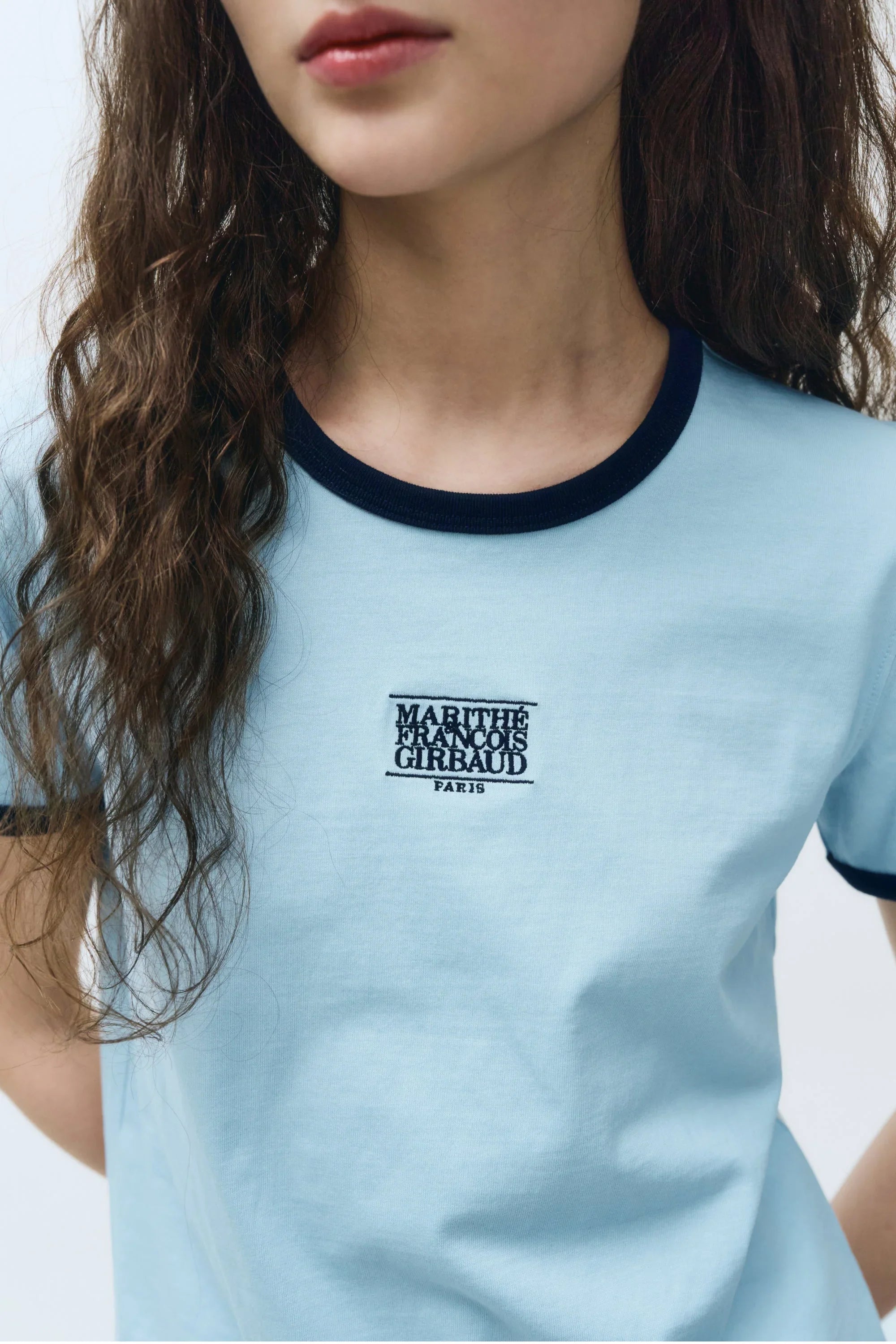 W Classic Logo Ringer Tee Sky Blue