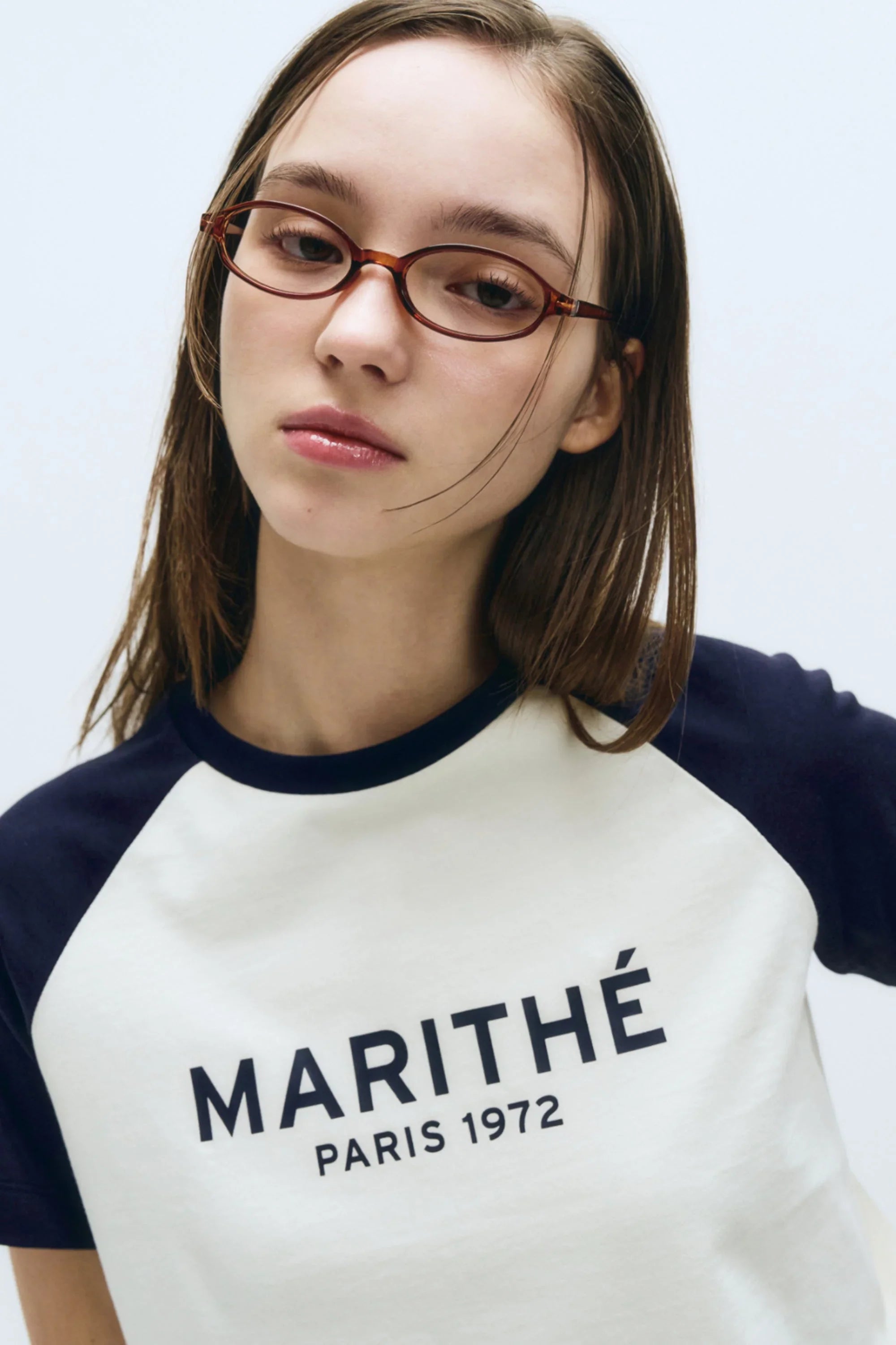 W Regular Logo Raglan Crop Tee Navy