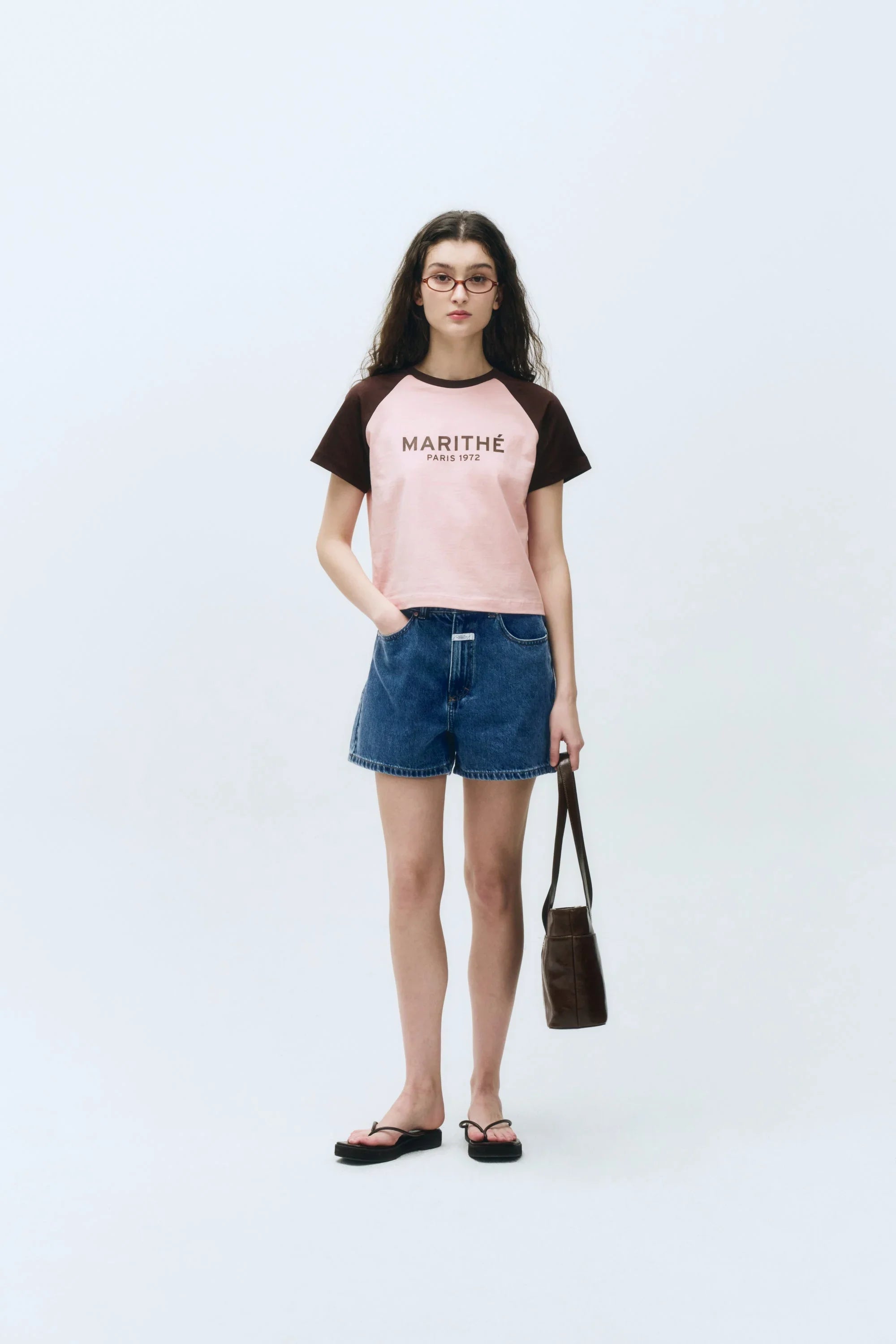 W Regular Logo Raglan Crop Tee Pink