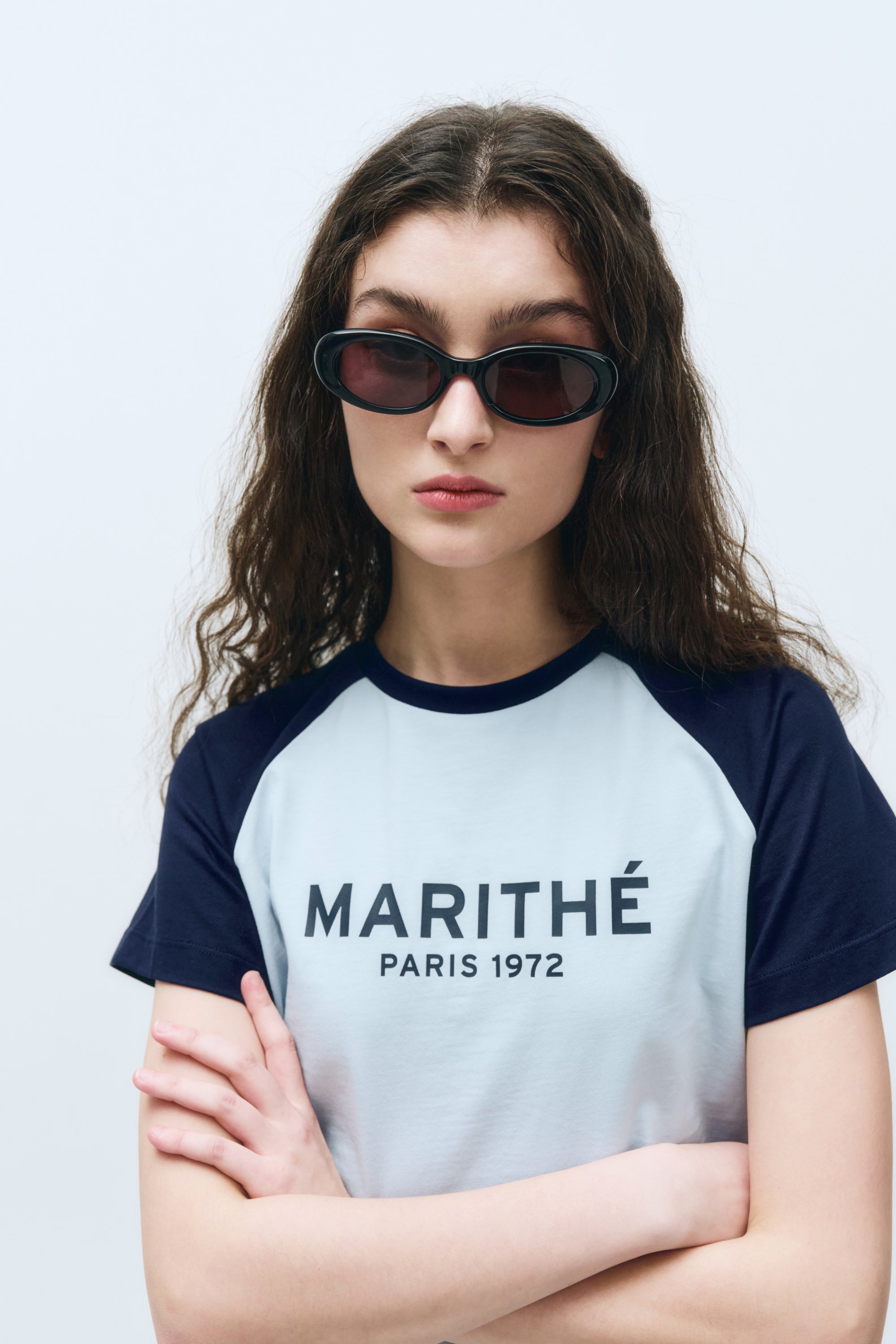 W Regular Logo Raglan Crop Tee Sky Blue