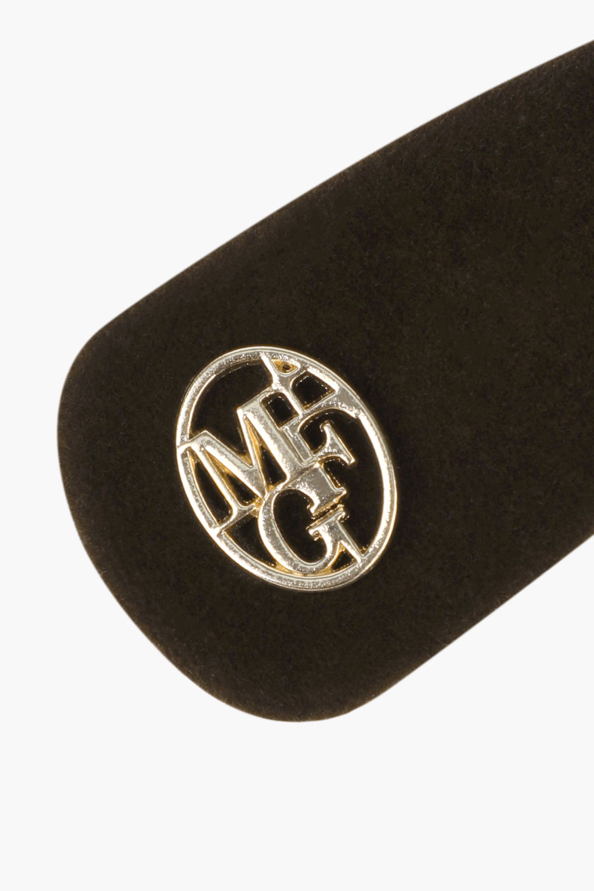 Circle Logo Velvet Hair Pin Brown