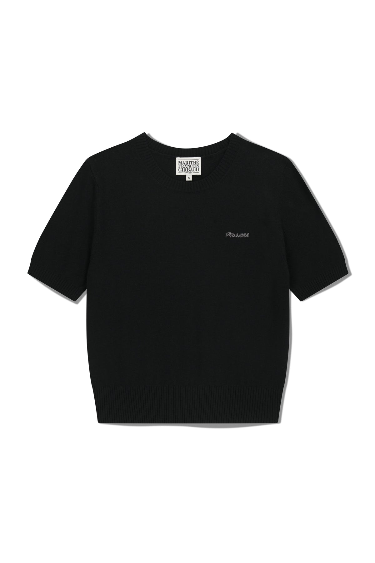 W Half Knit Round Neck Cardigan Set Up Black
