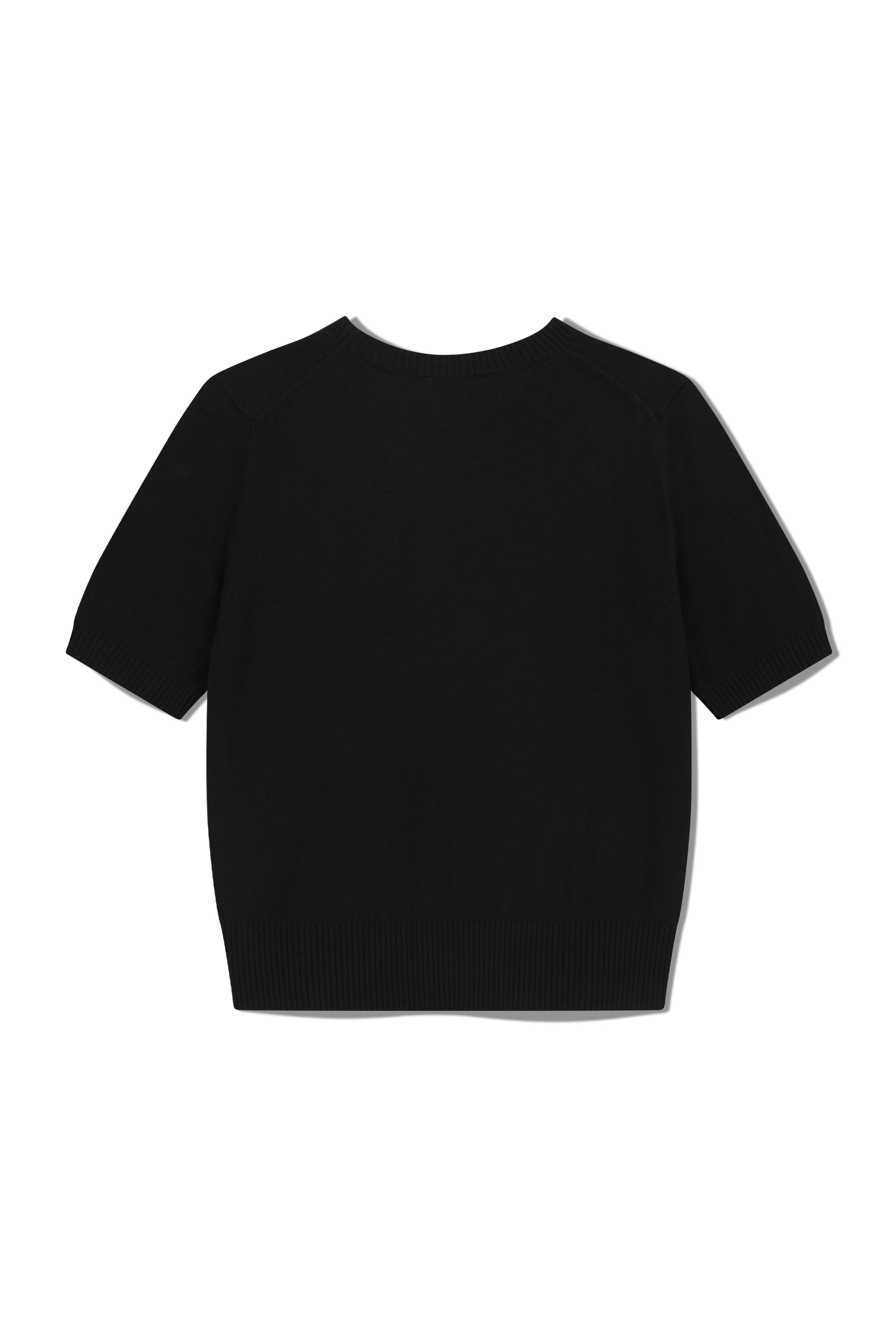 W Half Knit Round Neck Cardigan Set Up Black