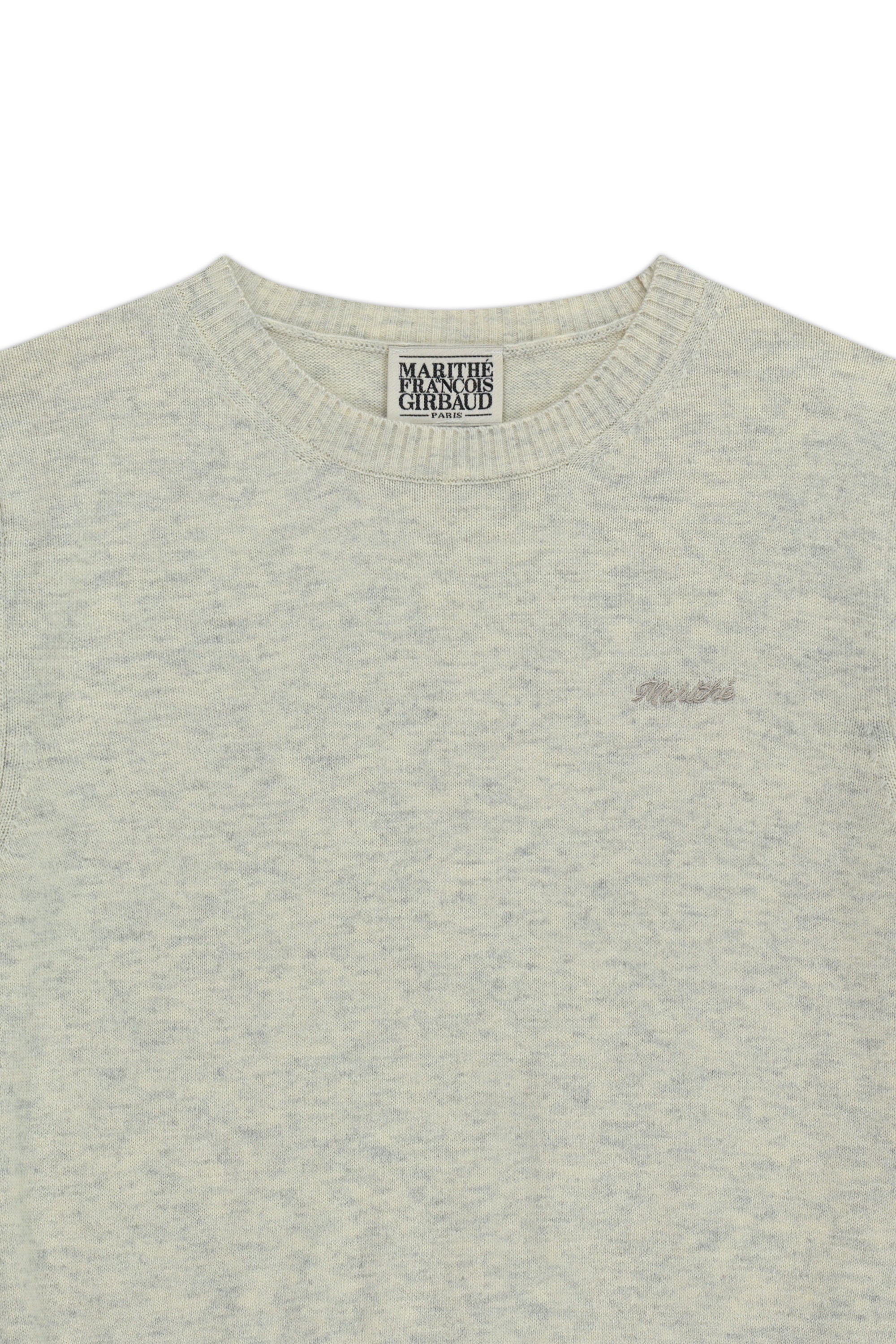 W Half Knit Round Neck Cardigan Set Up Oatmeal