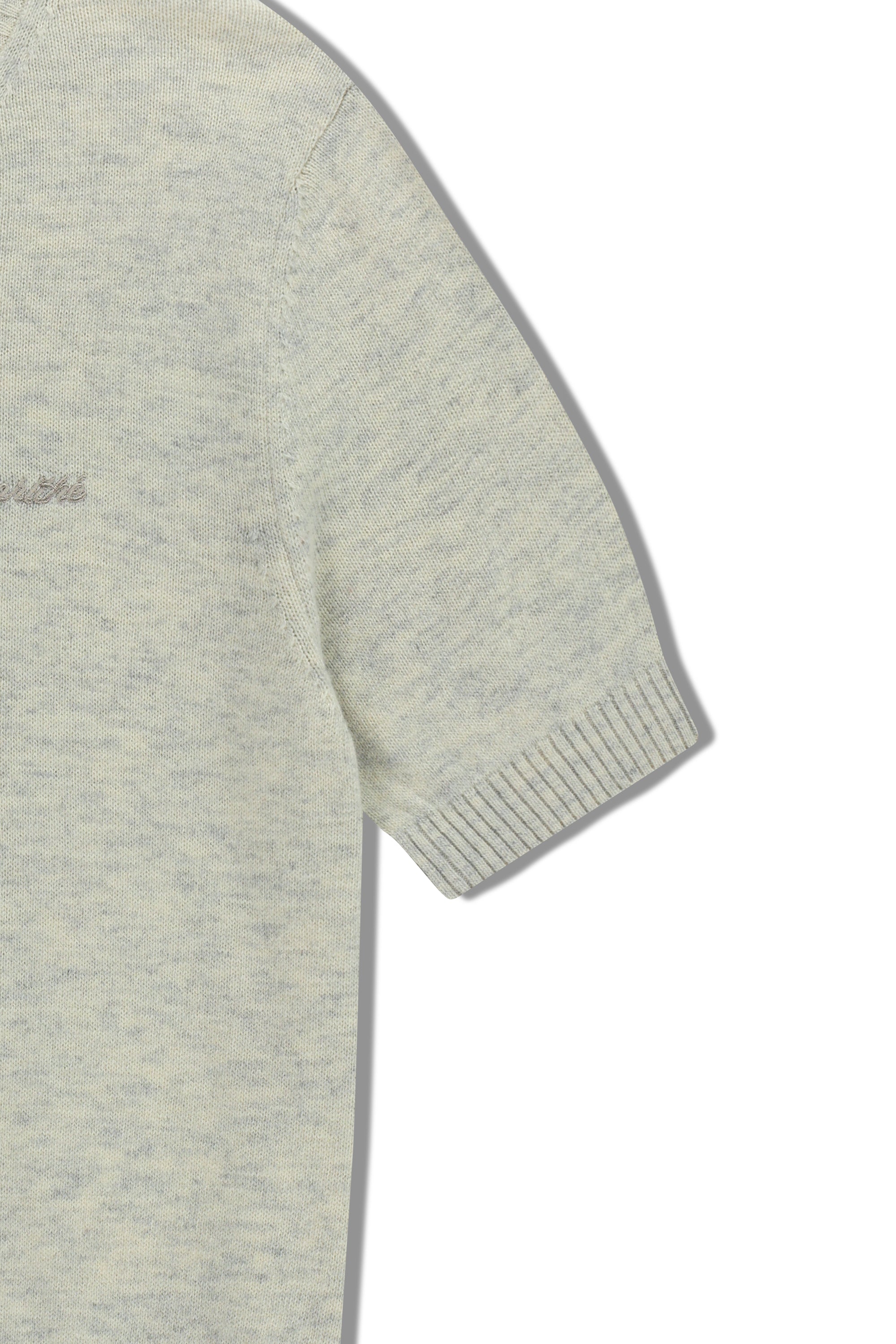 W Half Knit Round Neck Cardigan Set Up Oatmeal