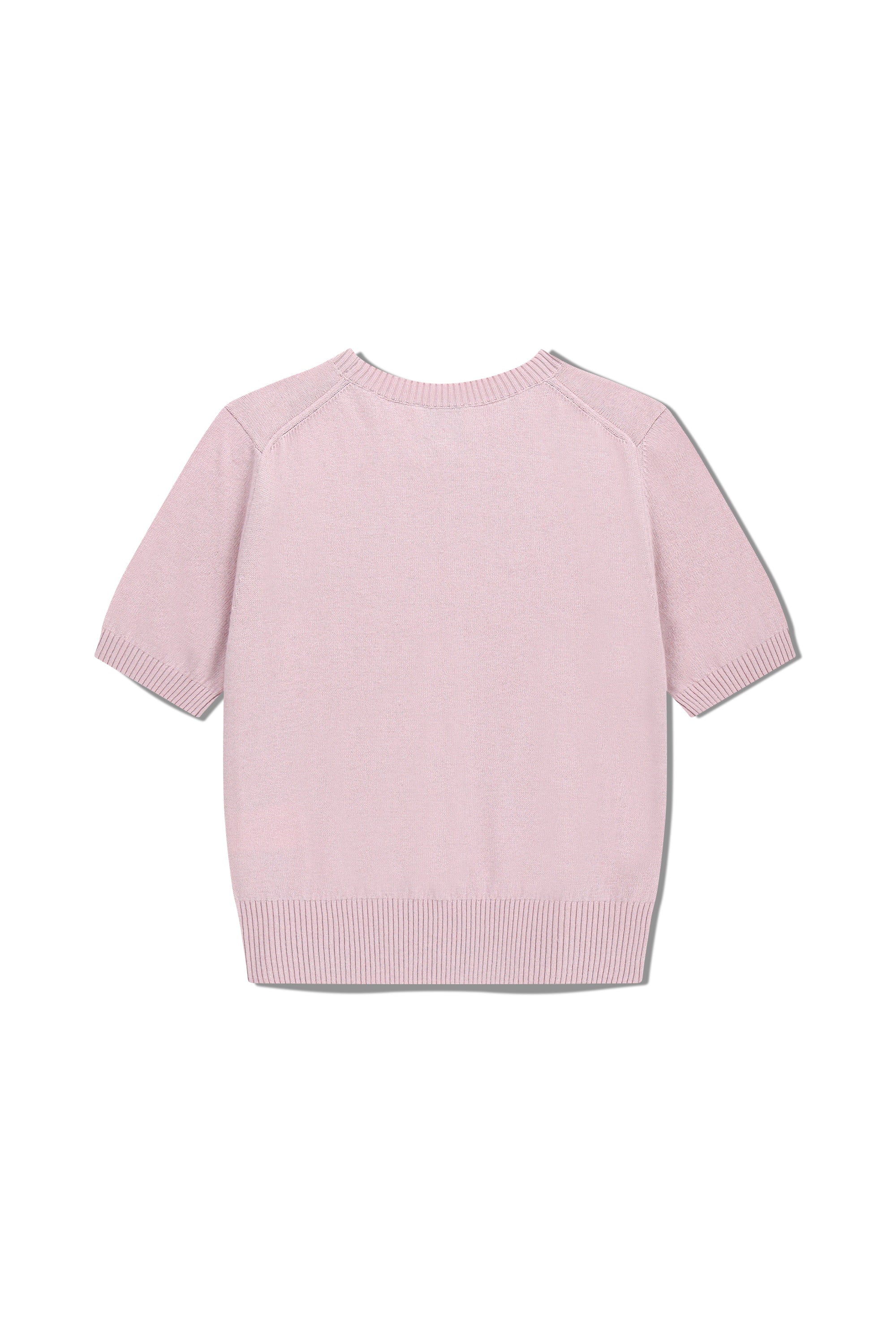 W Half Knit Round Neck Cardigan Set Up Pink