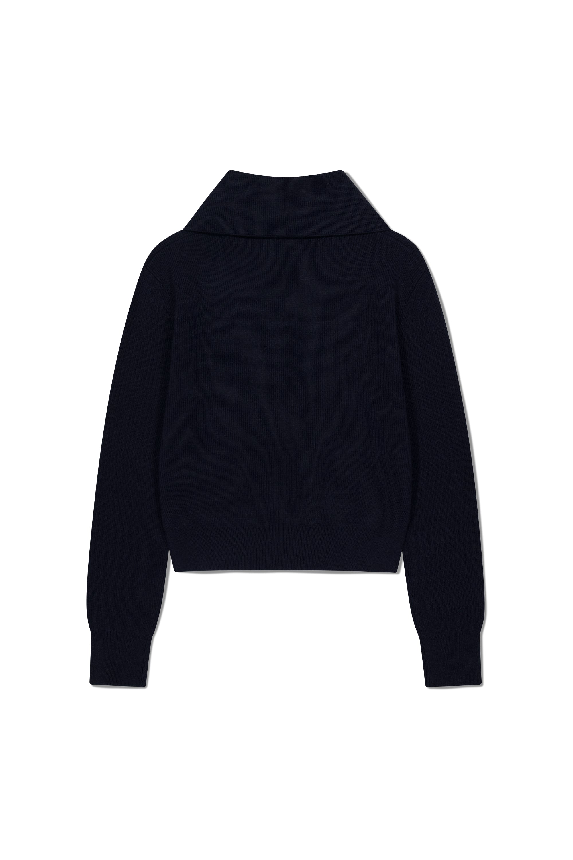 W Big Collar Zip-Up Cardigan Navy