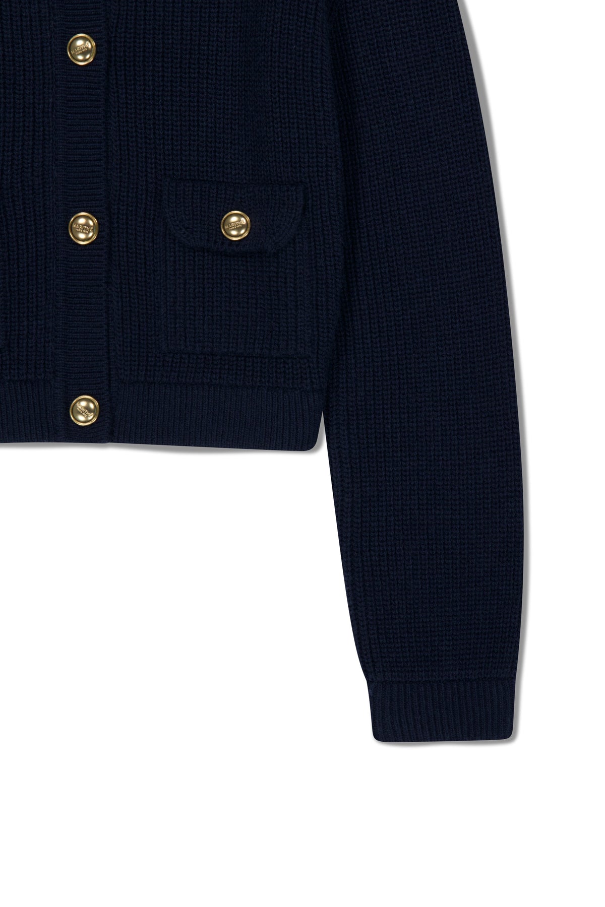 W Sailor Rib Knit Cardigan Navy