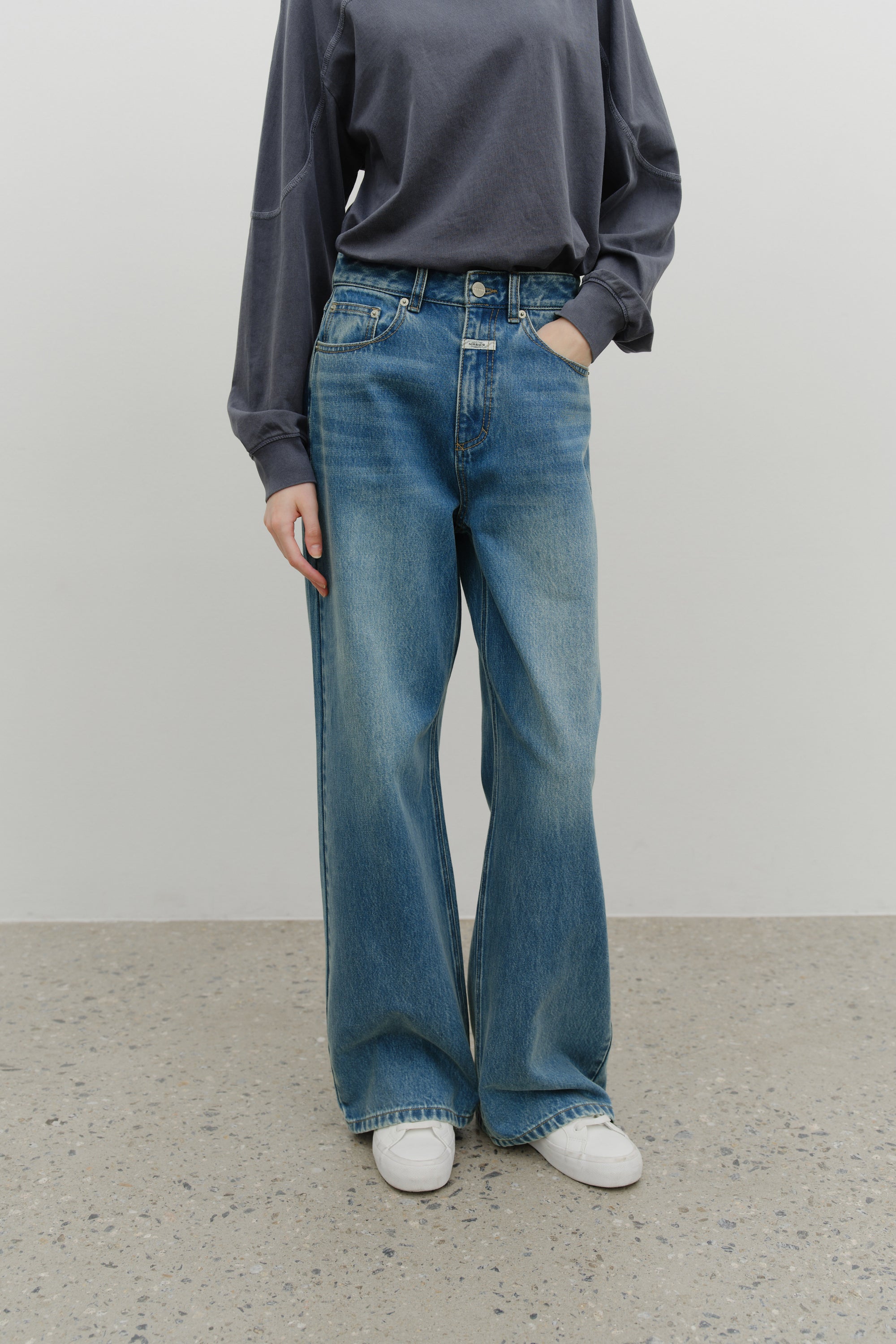 W Wide Denim Pants Blue
