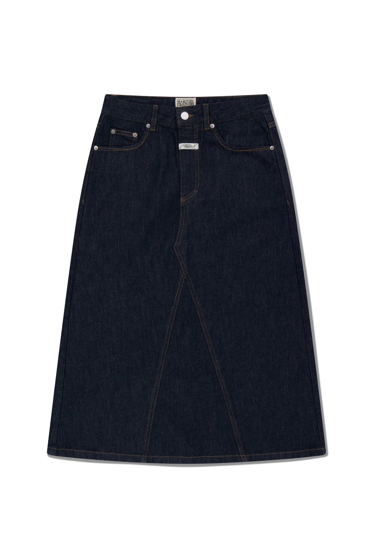 W A-Line Denim Midi Skirt Dark Blue