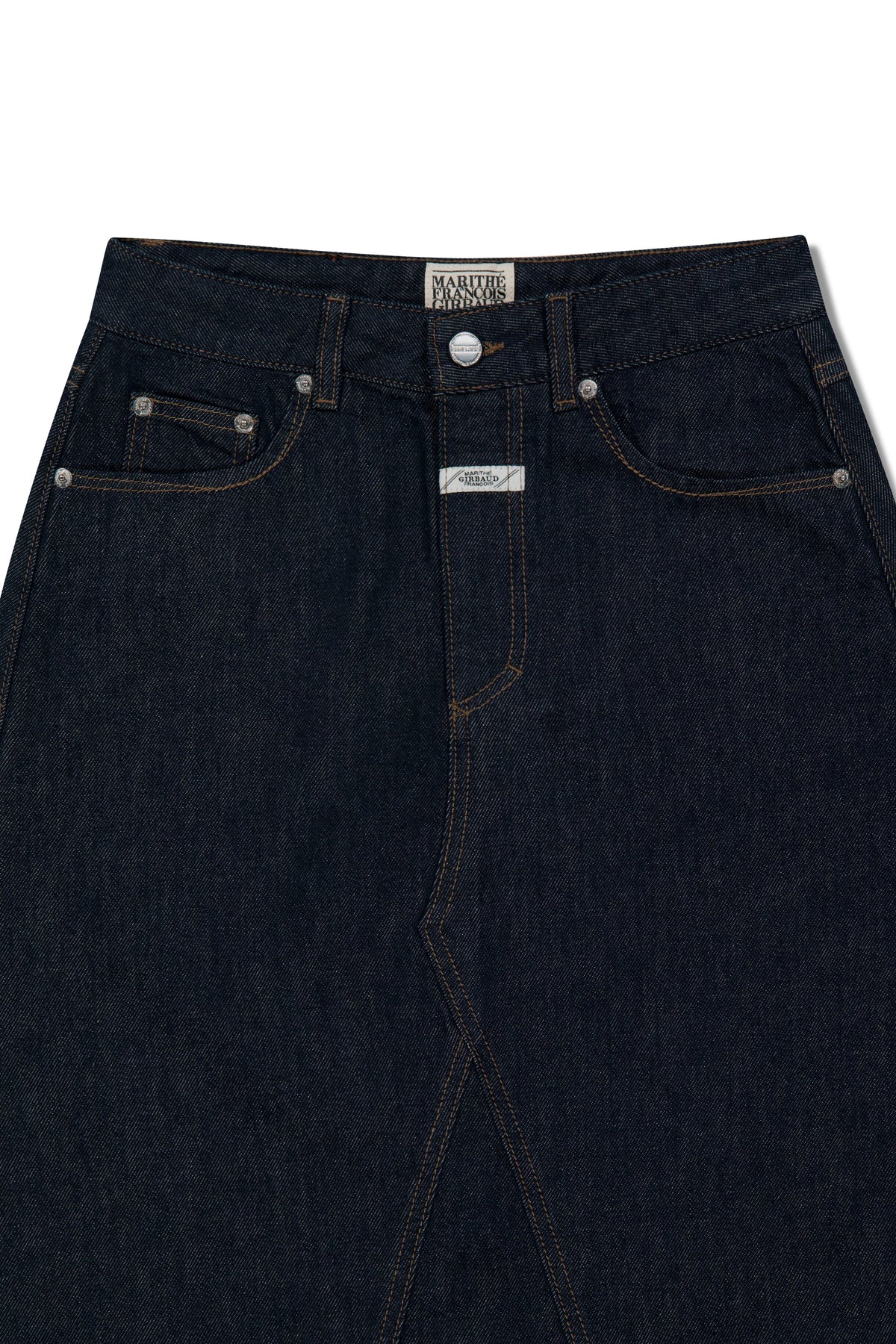 W A-Line Denim Midi Skirt Dark Blue