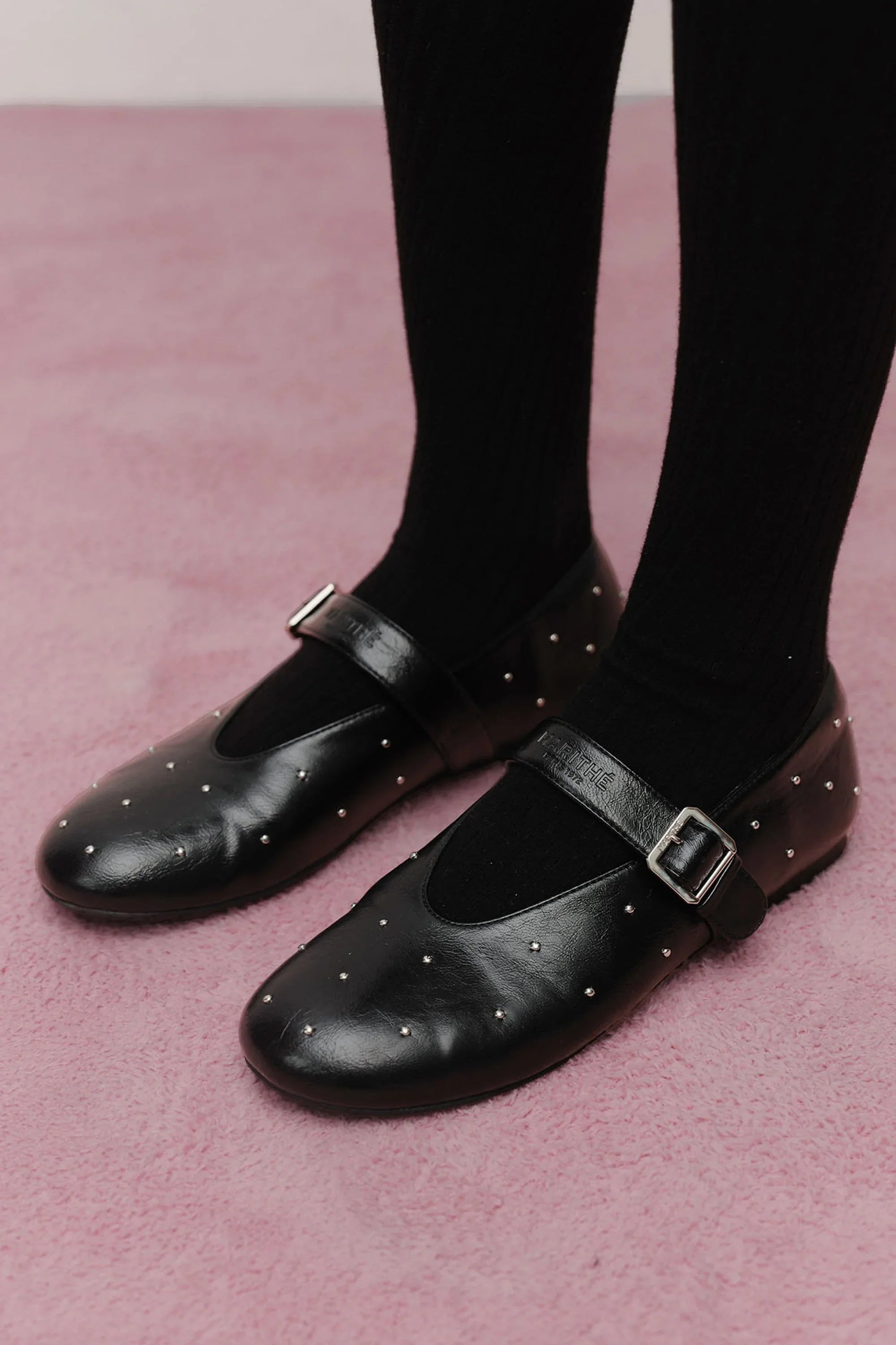 W Mini Ball Stud Maryjane Black