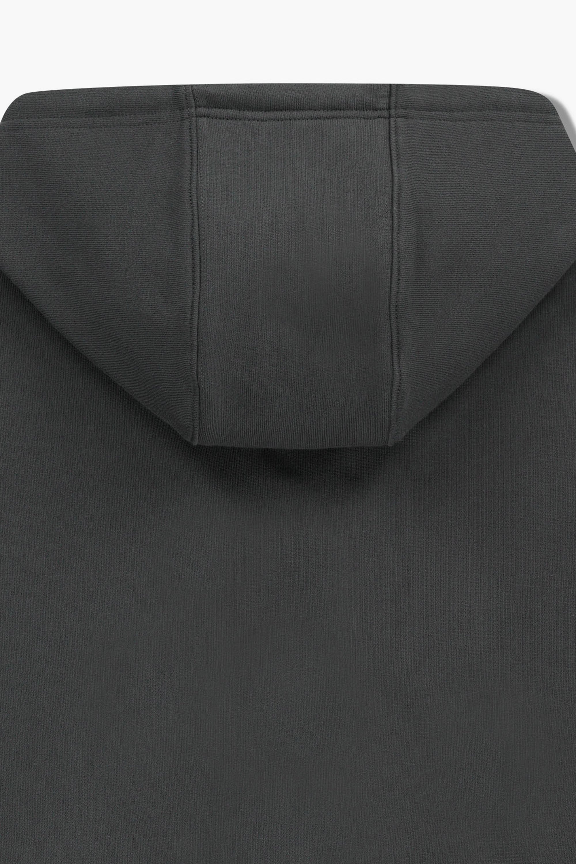 W Lace Applique Crop Hoodie Zipup Charcoal