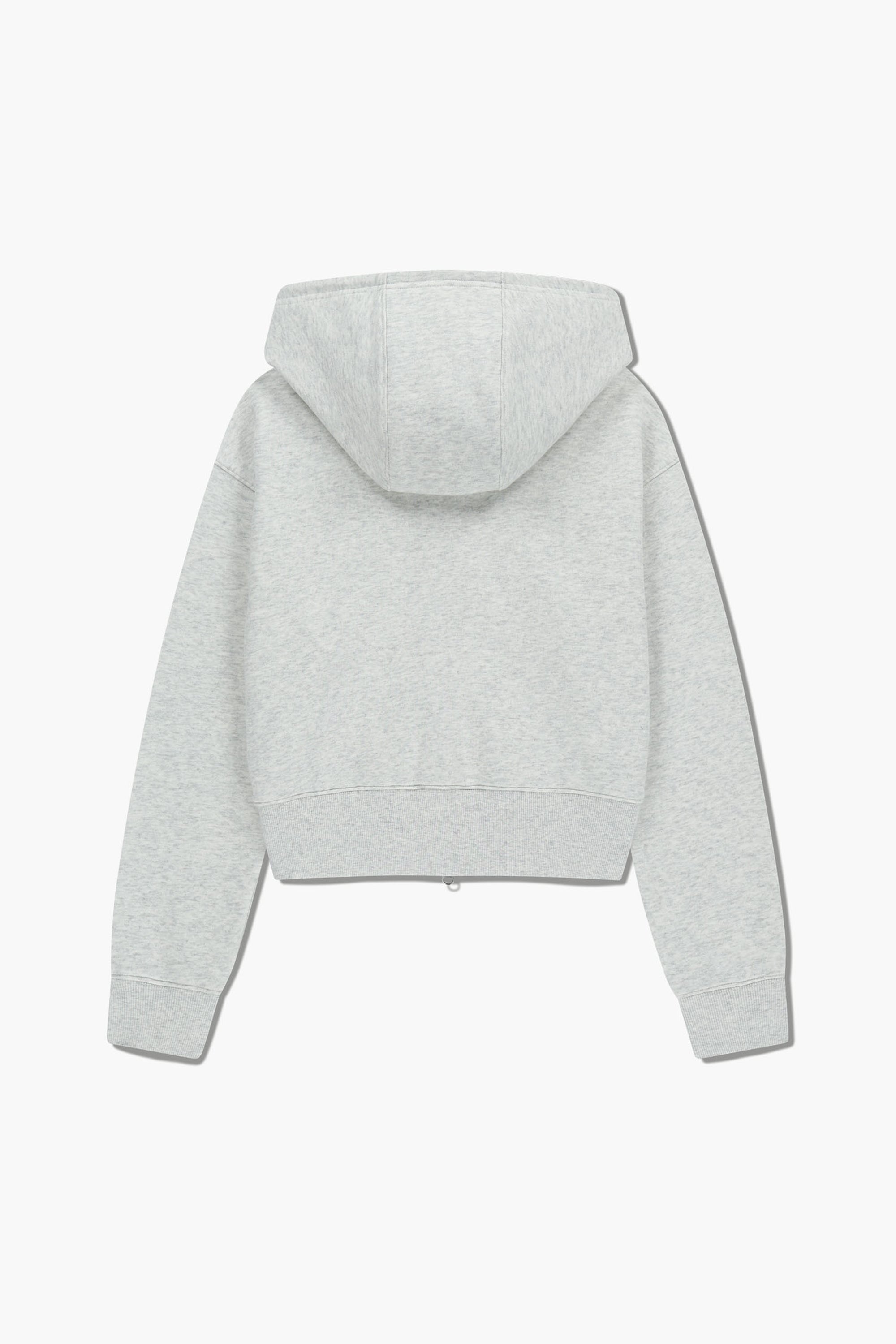 W Lace Applique Crop Hoodie Zipup Light Heather Gray