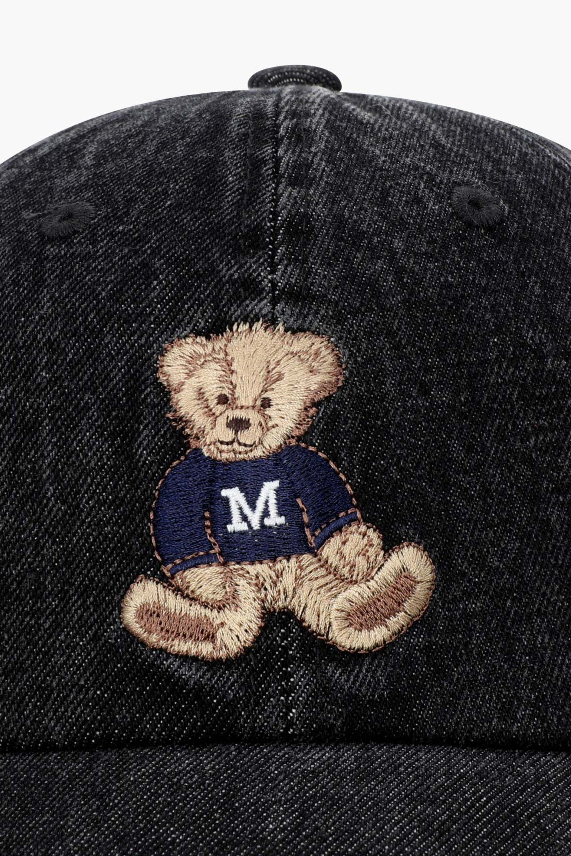 Doodle Bear Cap Washed Black