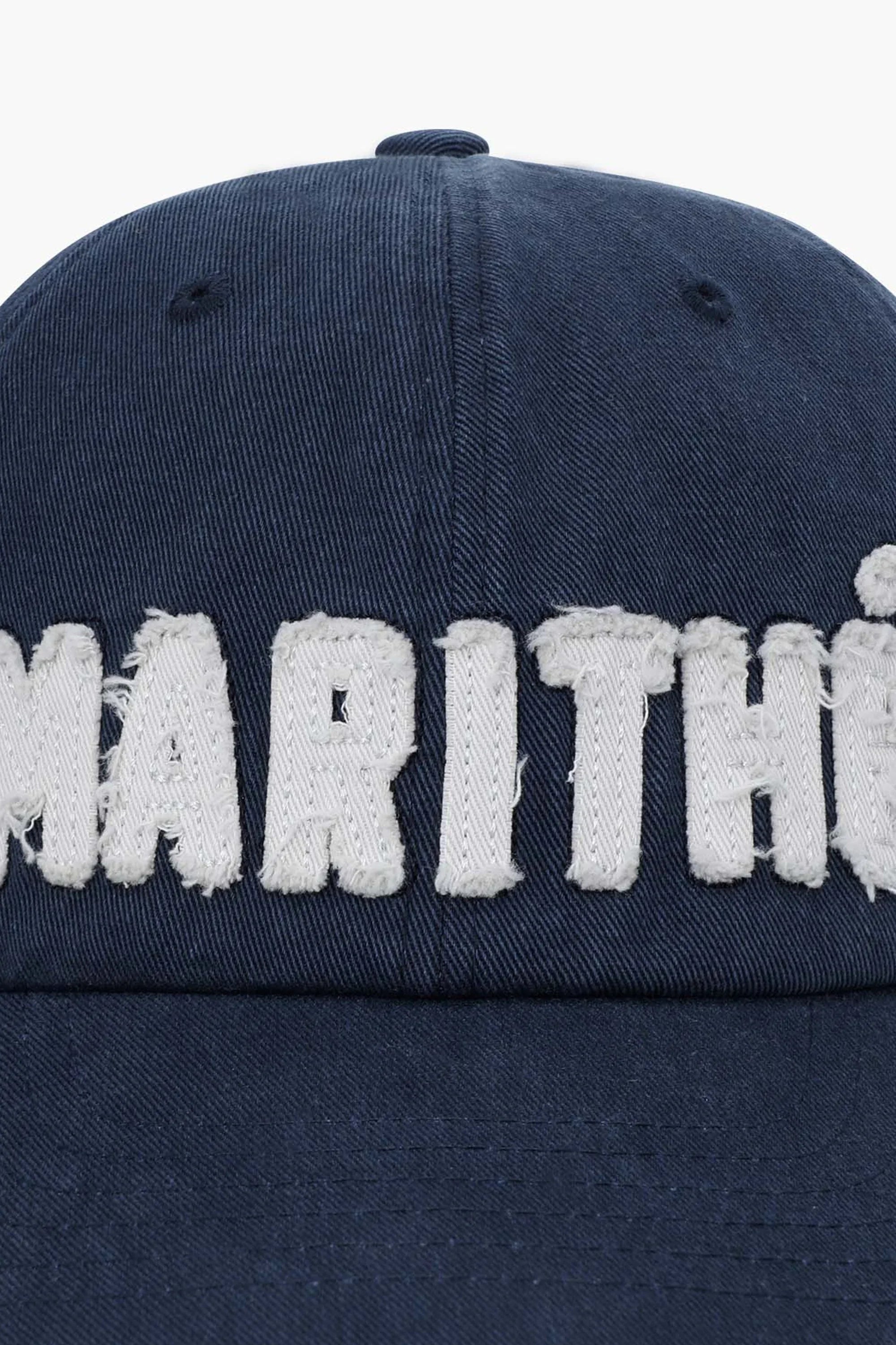 Marithe Applique Flat Cap Navy