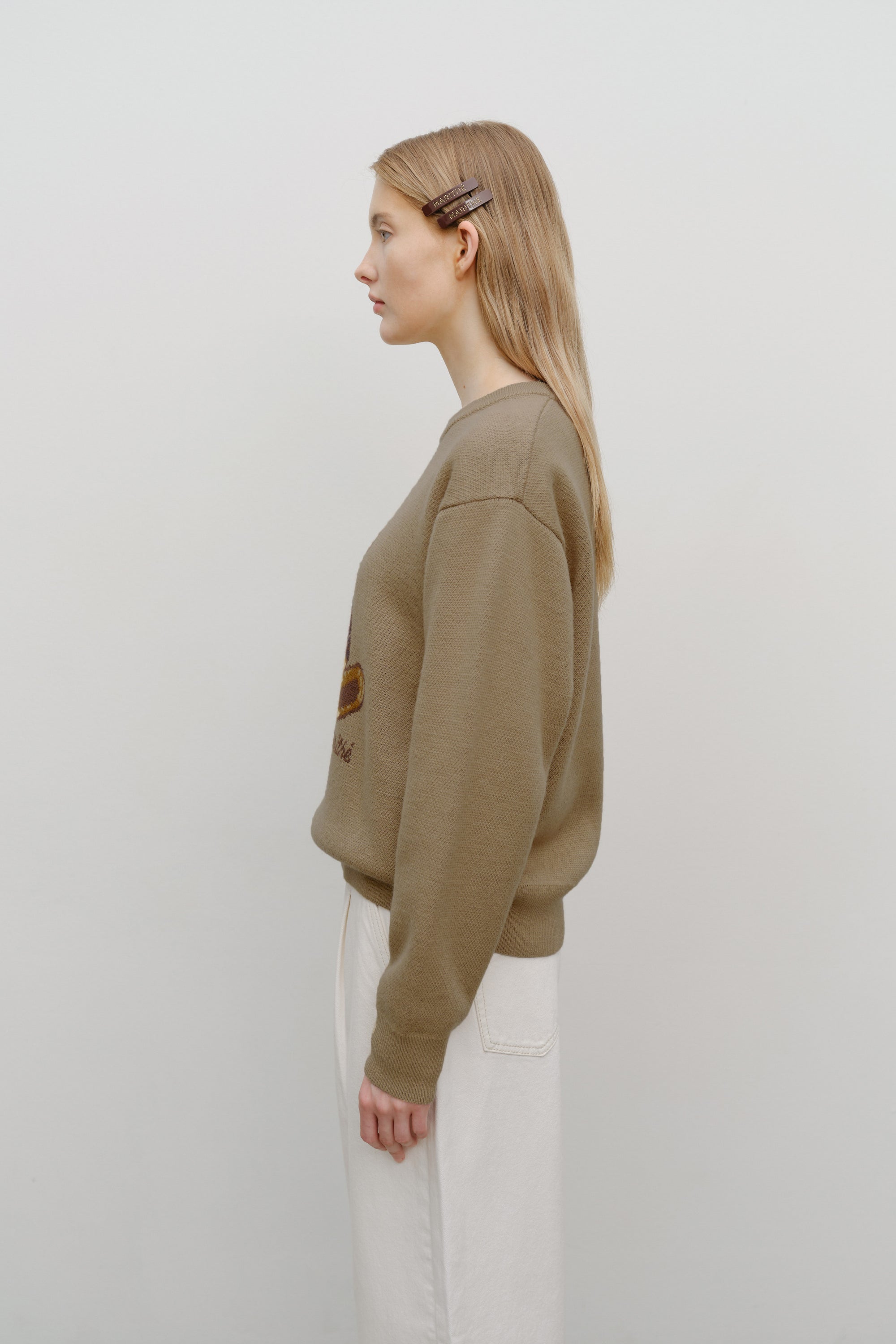 Doodle Bear Knit Pullover Beige