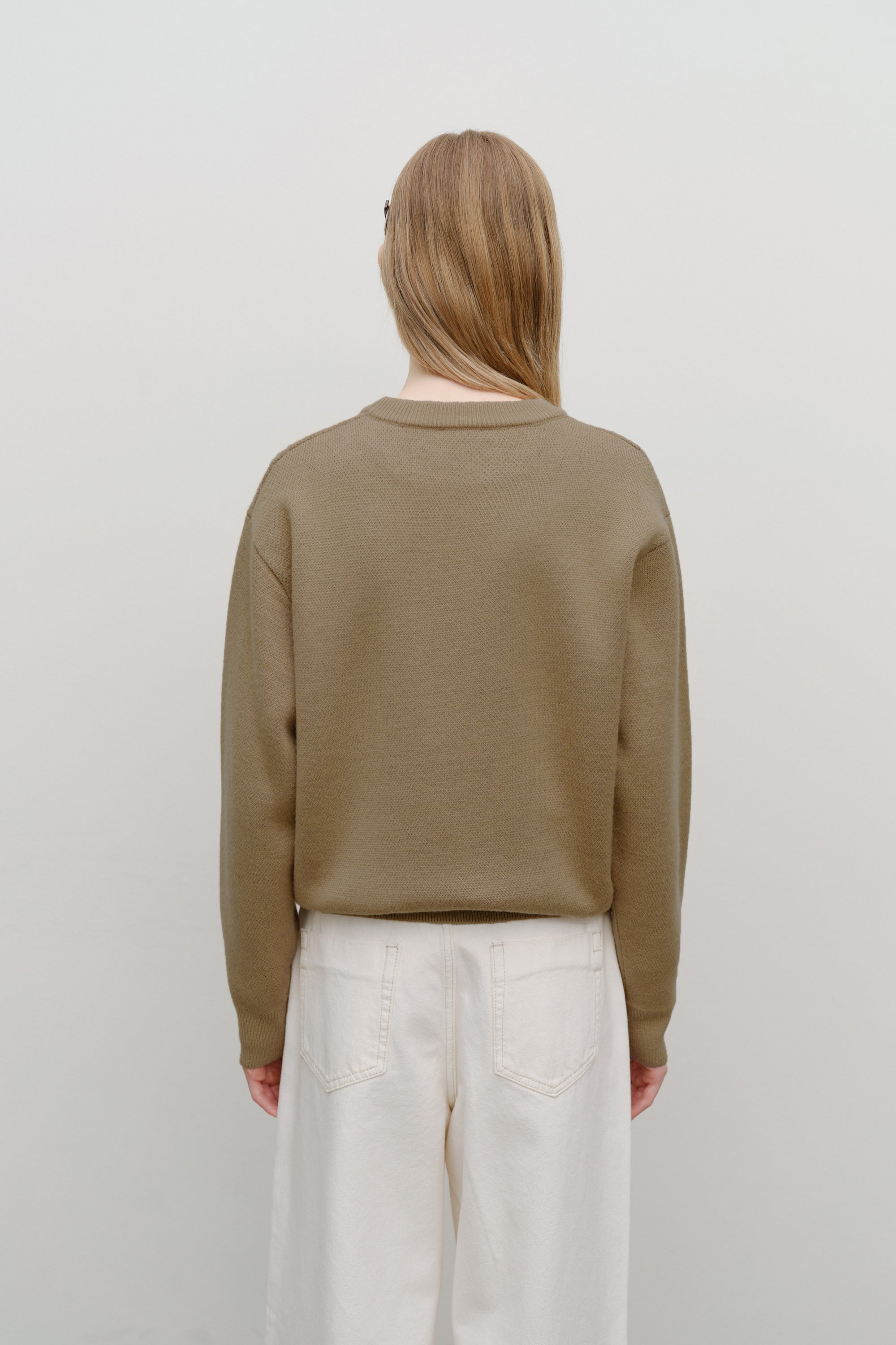 Doodle Bear Knit Pullover Beige