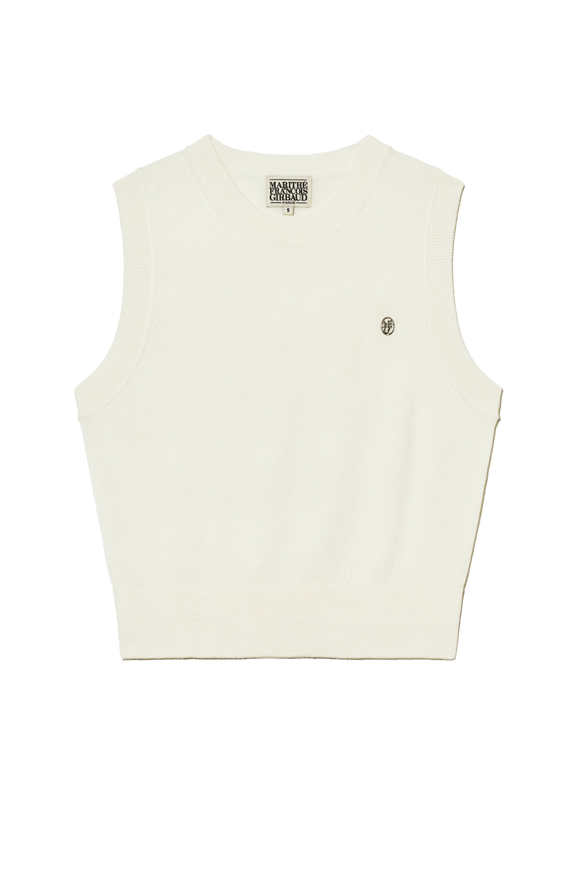 W Circle Logo Knit Vest Ivory