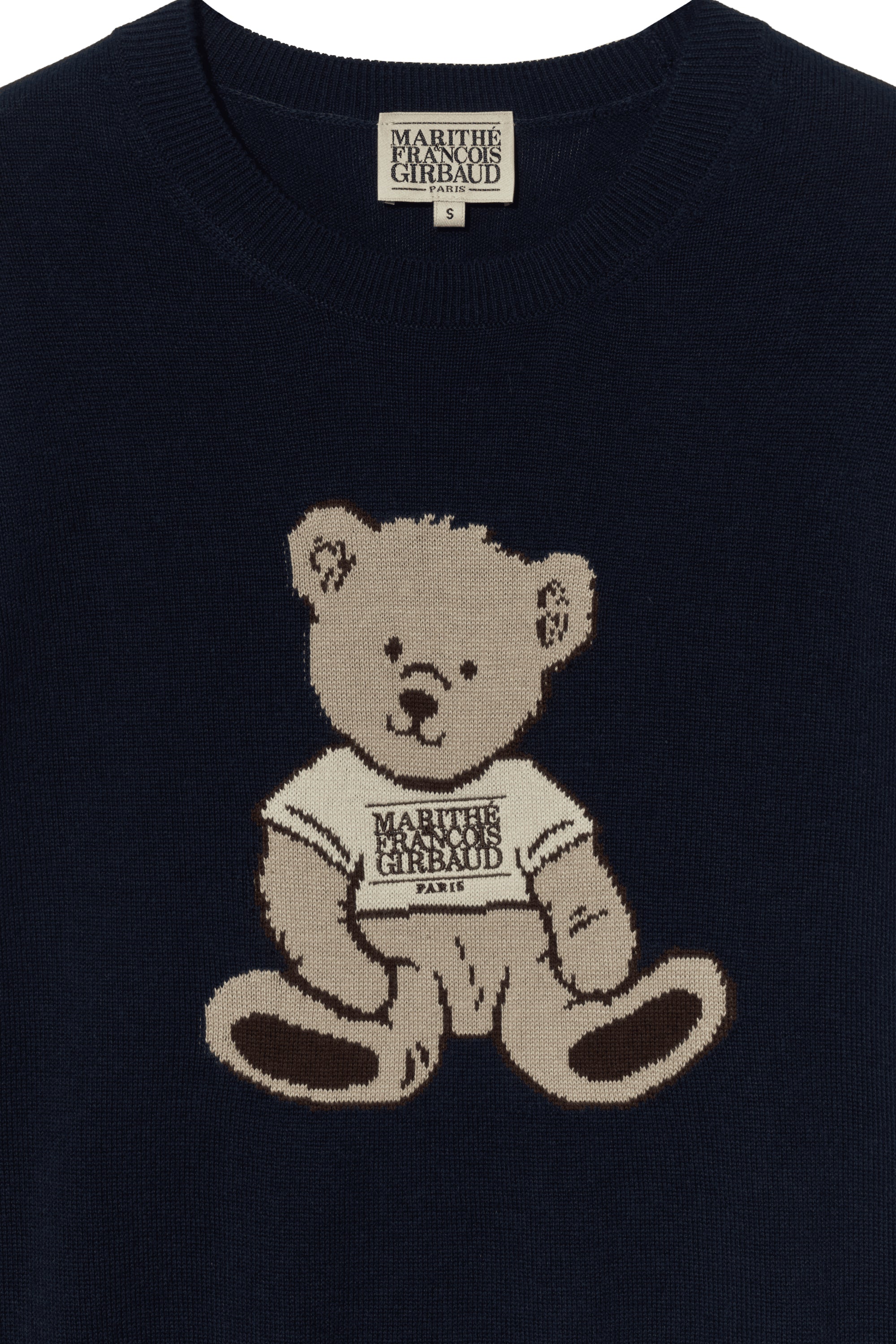 W Doodle Bear Half Knit Navy