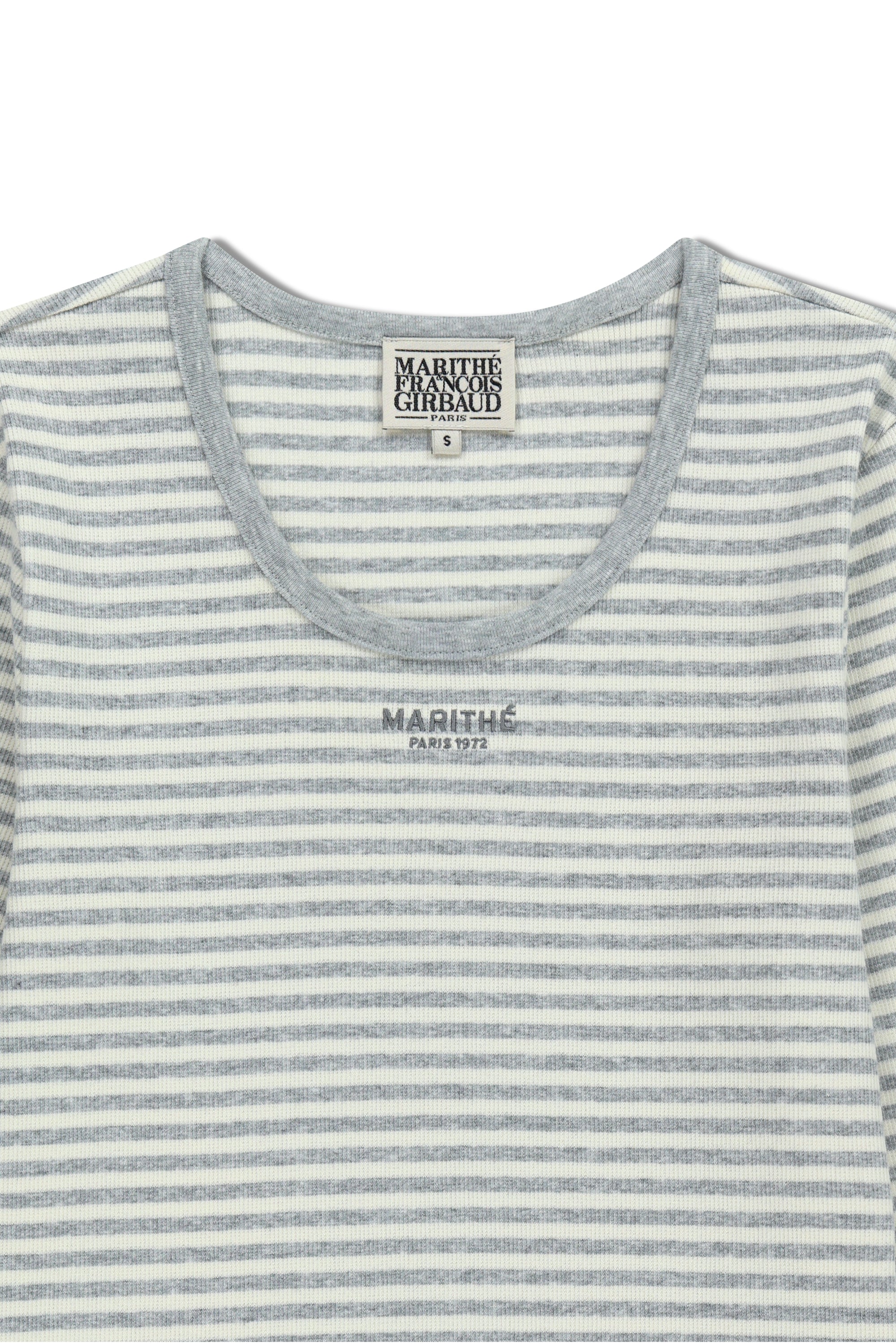 W Deep Neck Long Sleeve Heather Gray