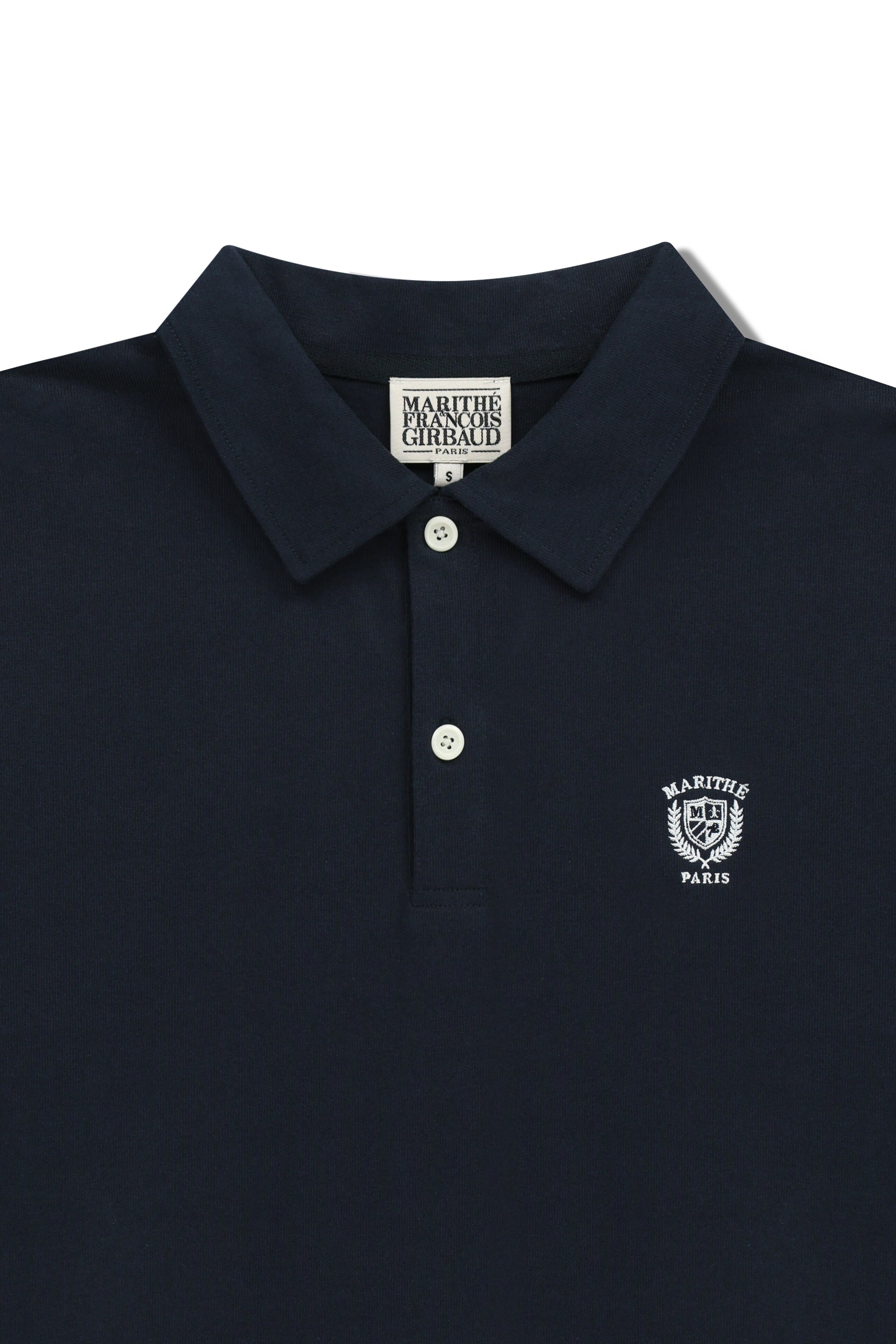 Crest Logo Jersey Polo Long Sleeve Navy