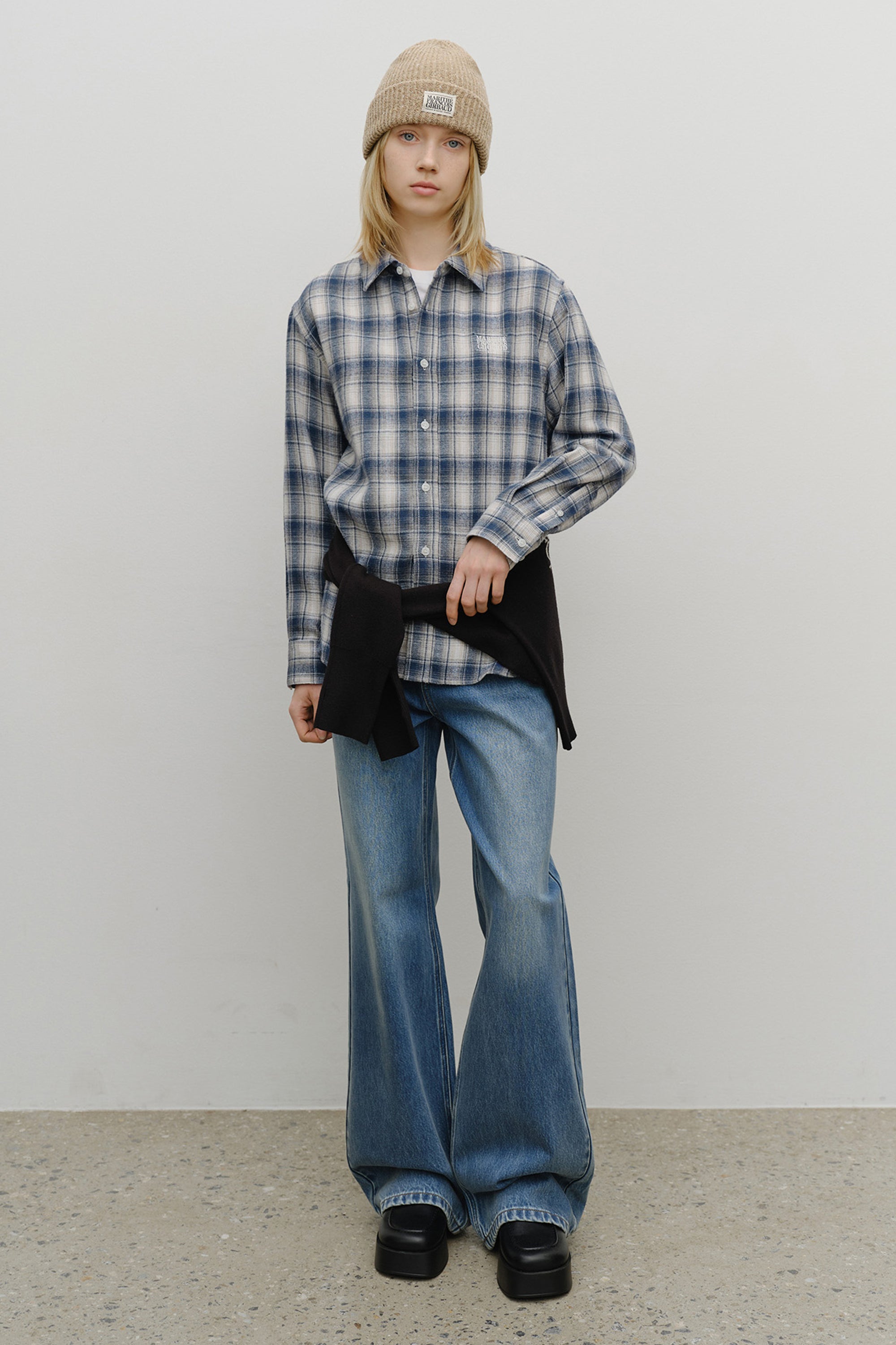 Classic Logo Ombre Check Shirt Navy