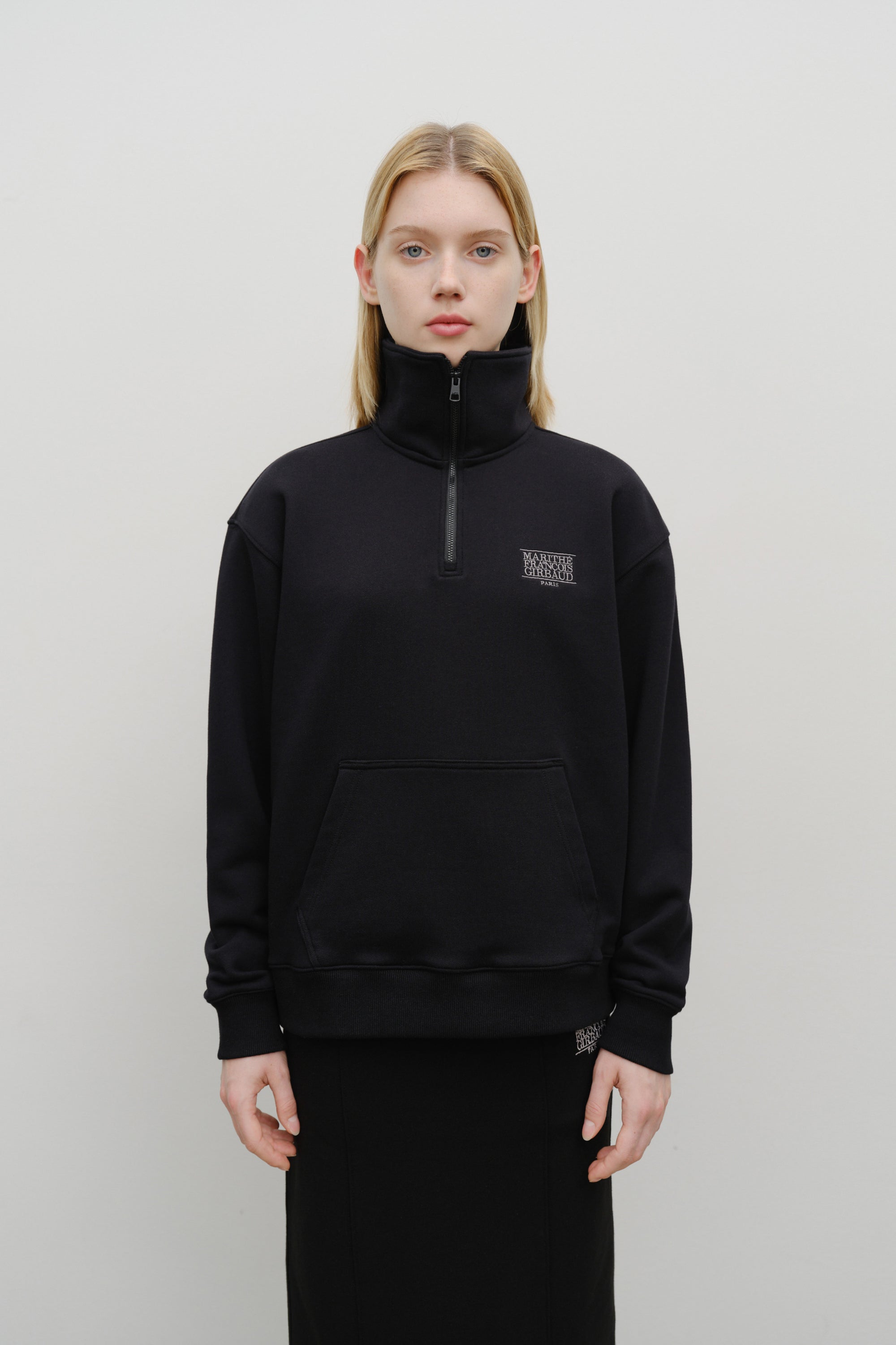 Classic Logo Half Zipup Sweatshirt Black