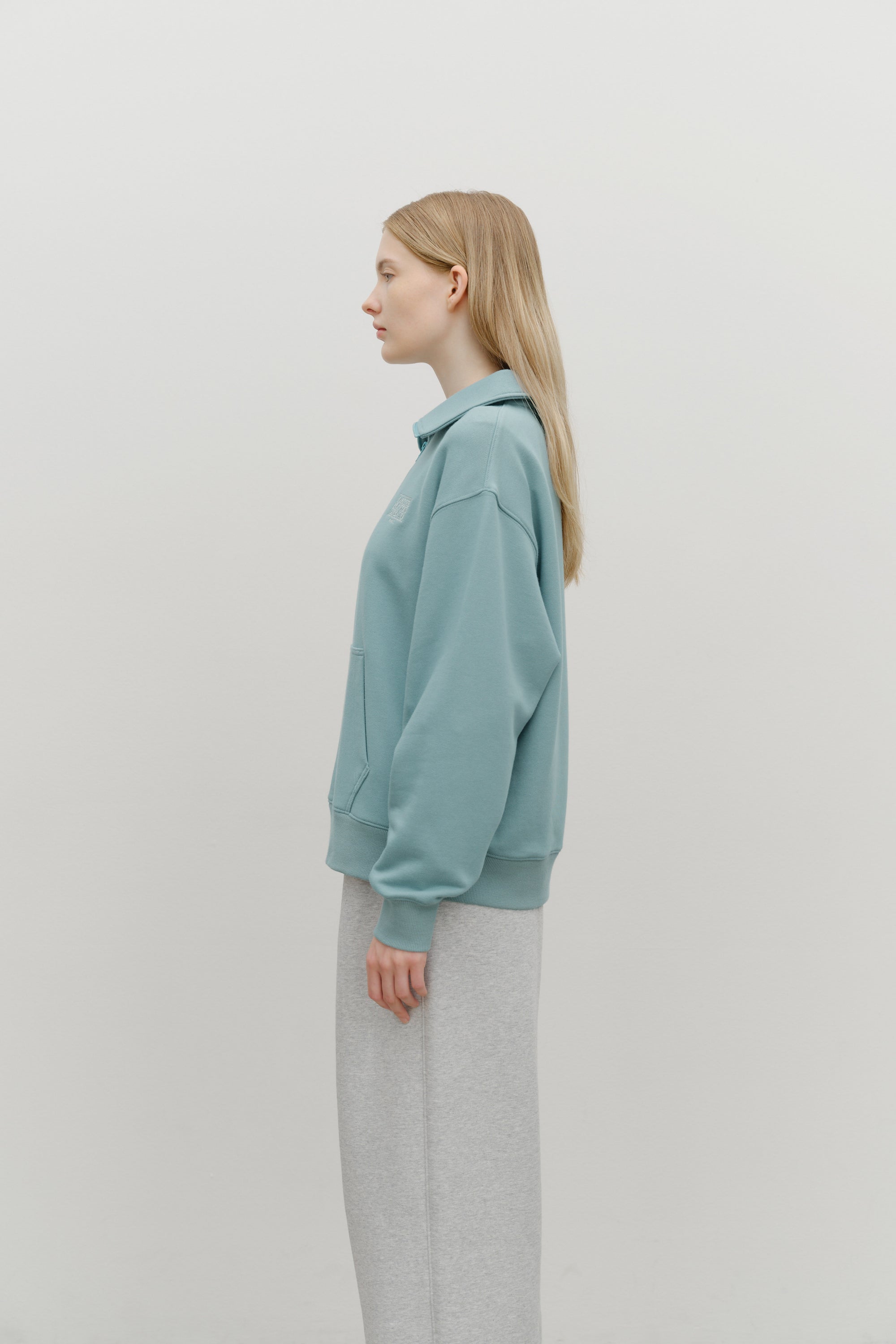 Classic Logo Half Zipup Sweatshirt Mint Gray