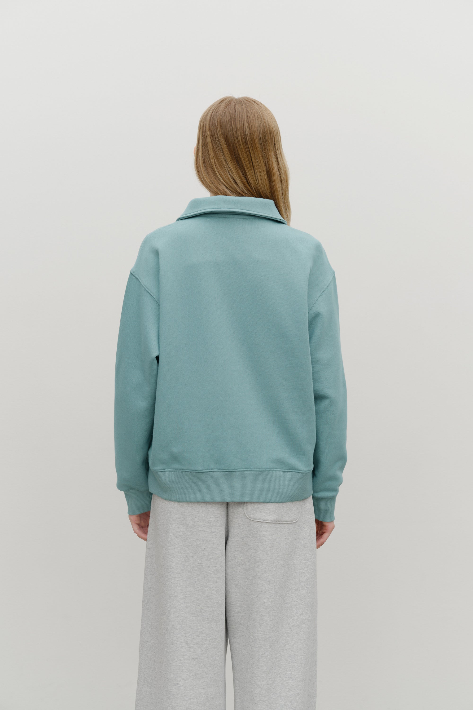 Classic Logo Half Zipup Sweatshirt Mint Gray