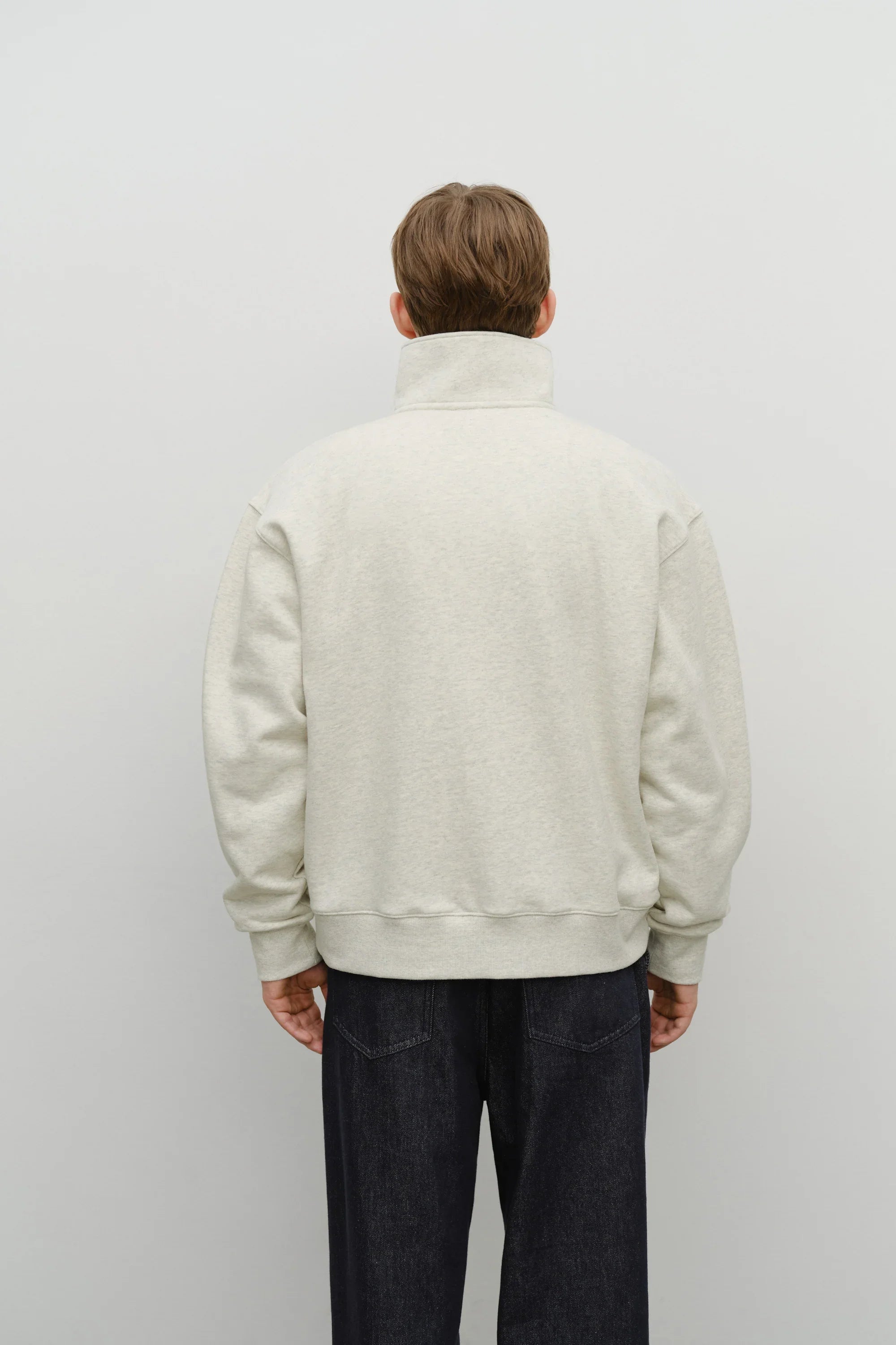 Classic Logo Half Zipup Sweatshirt Oatmeal