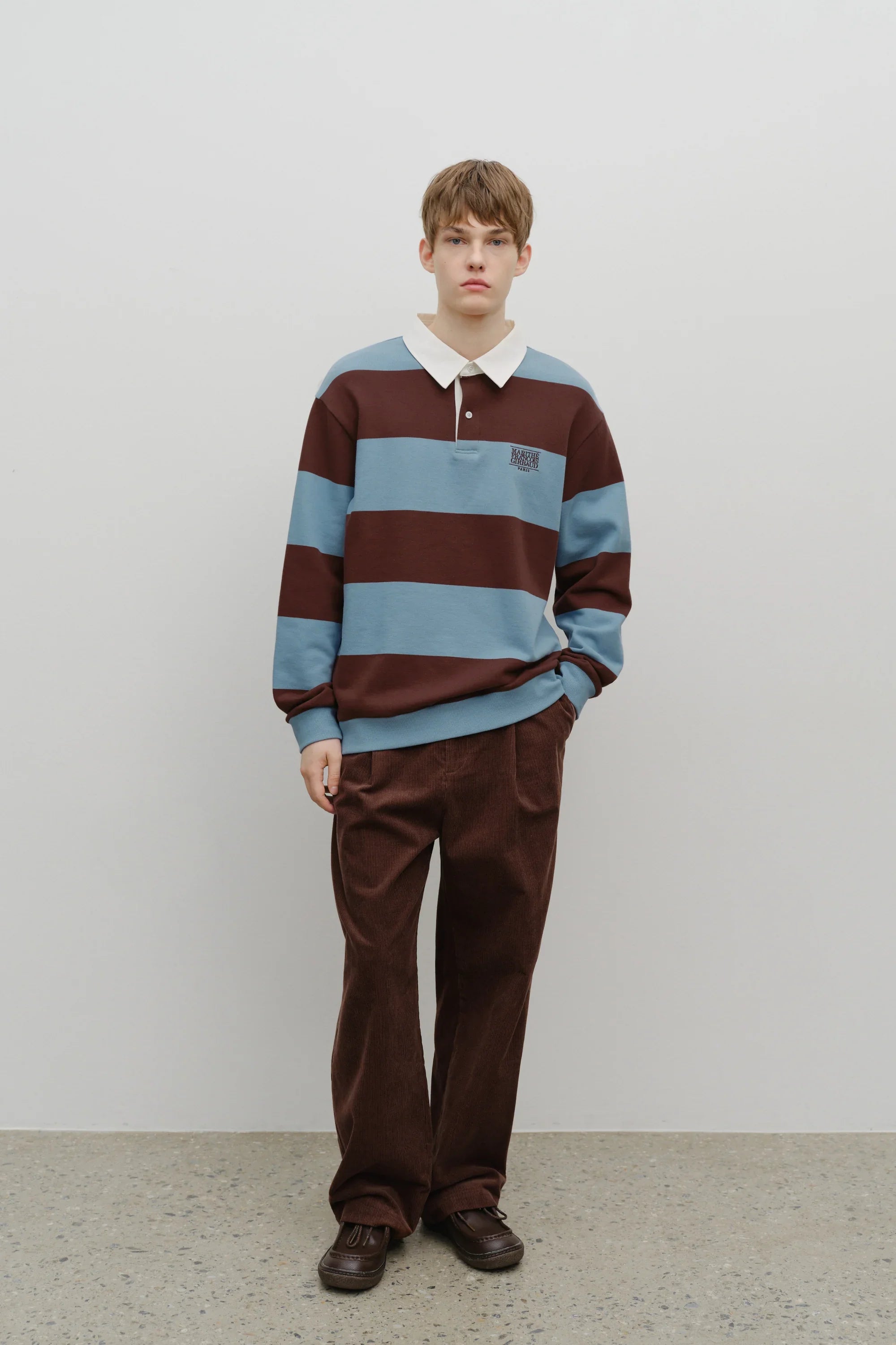 Classic Logo Stripe Rugby Sweatshirt Blue