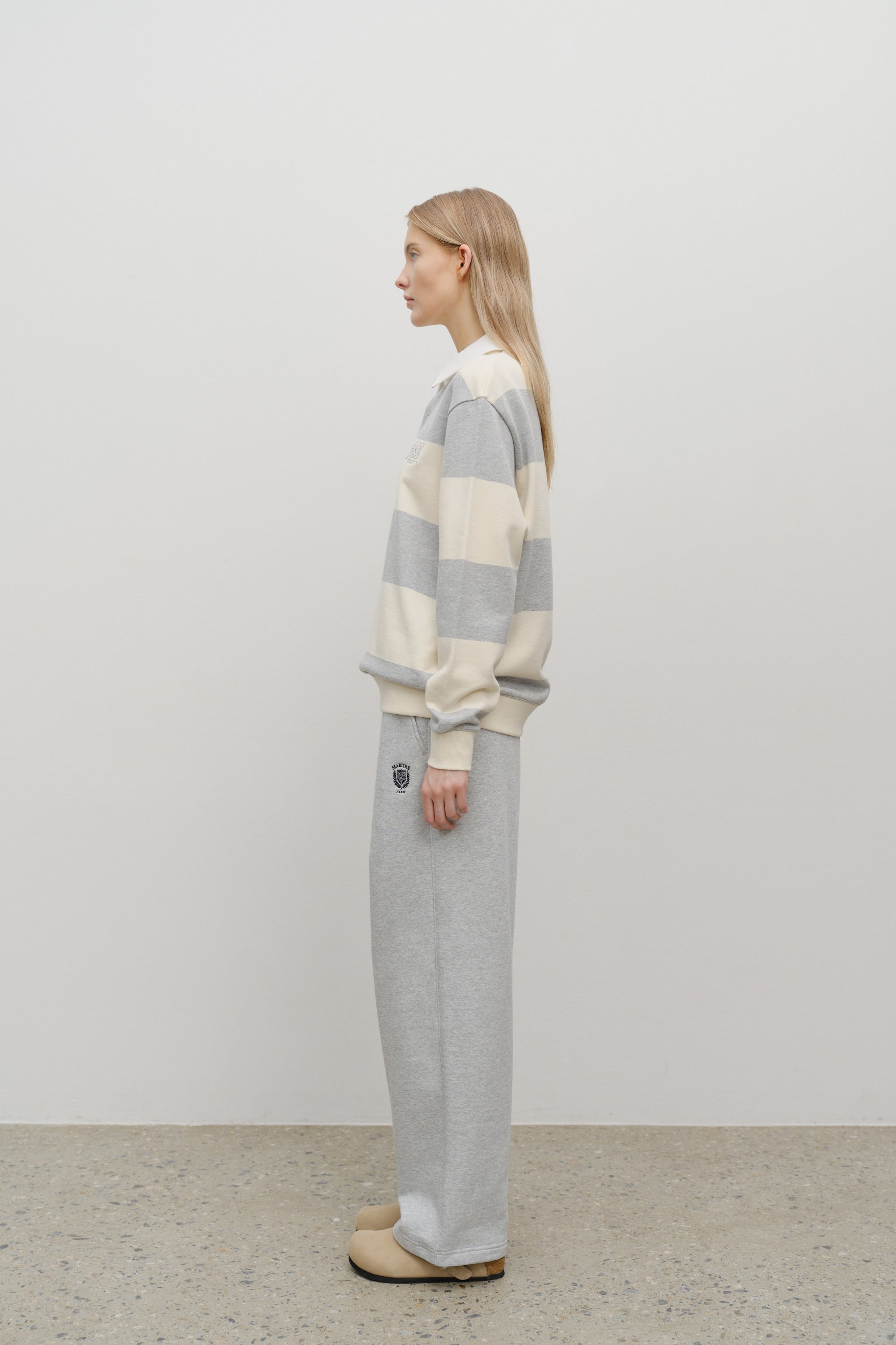 Classic Logo Stripe Rugby Sweatshirt Heather Gray