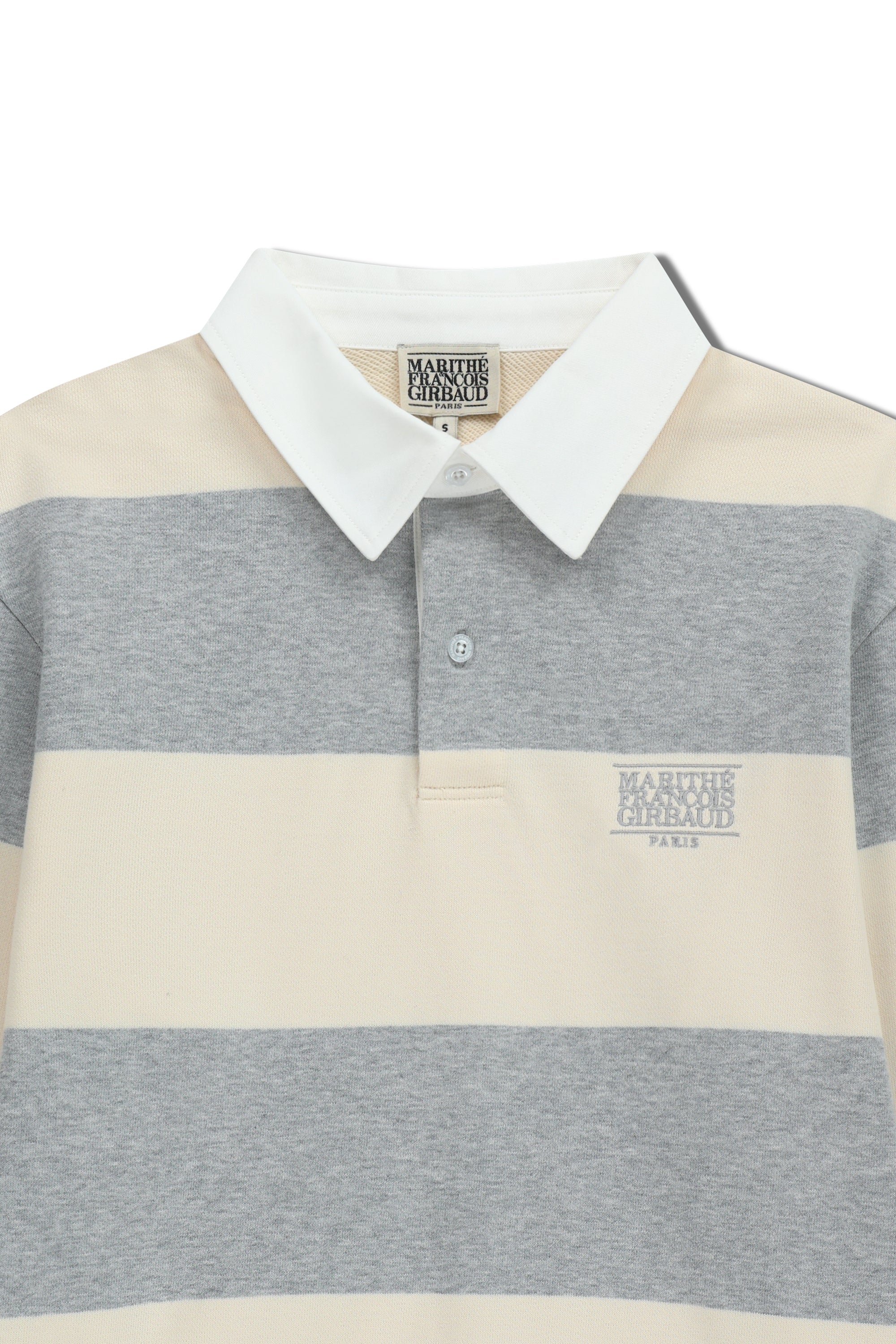 Classic Logo Stripe Rugby Sweatshirt Heather Gray