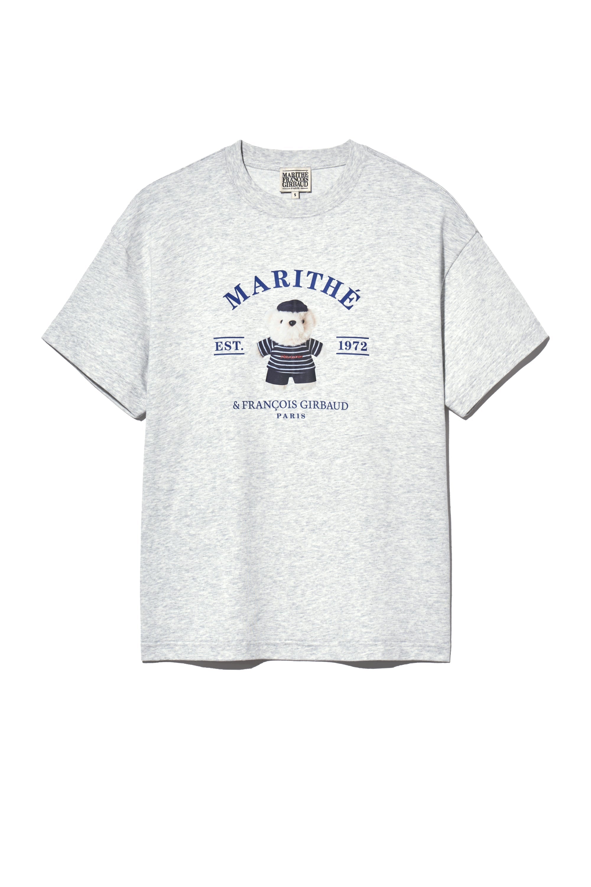 Doodle Bear Image Graphic Tee Light Heather Gray
