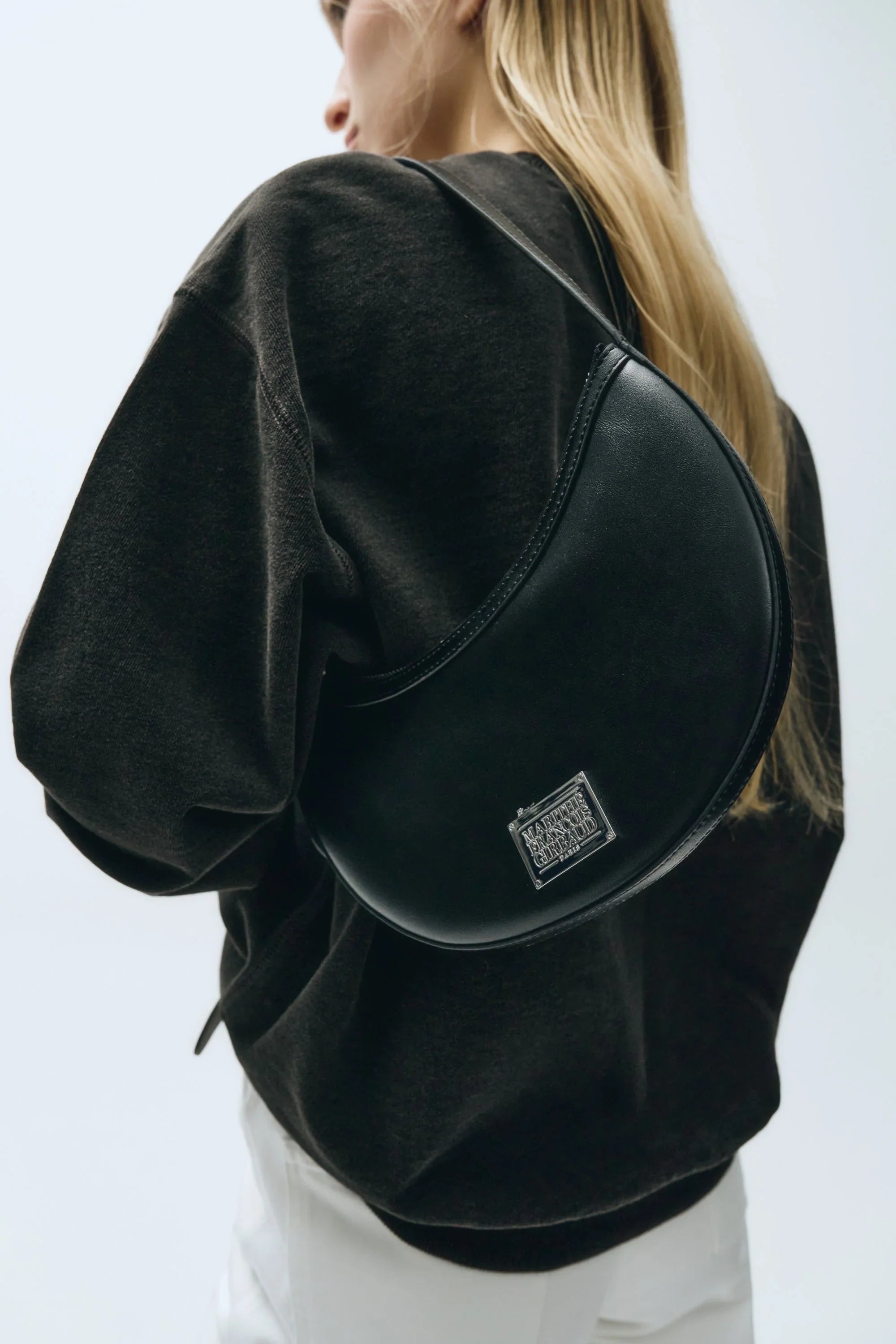 Classic Logo Half Moon Shoulder Bag Black