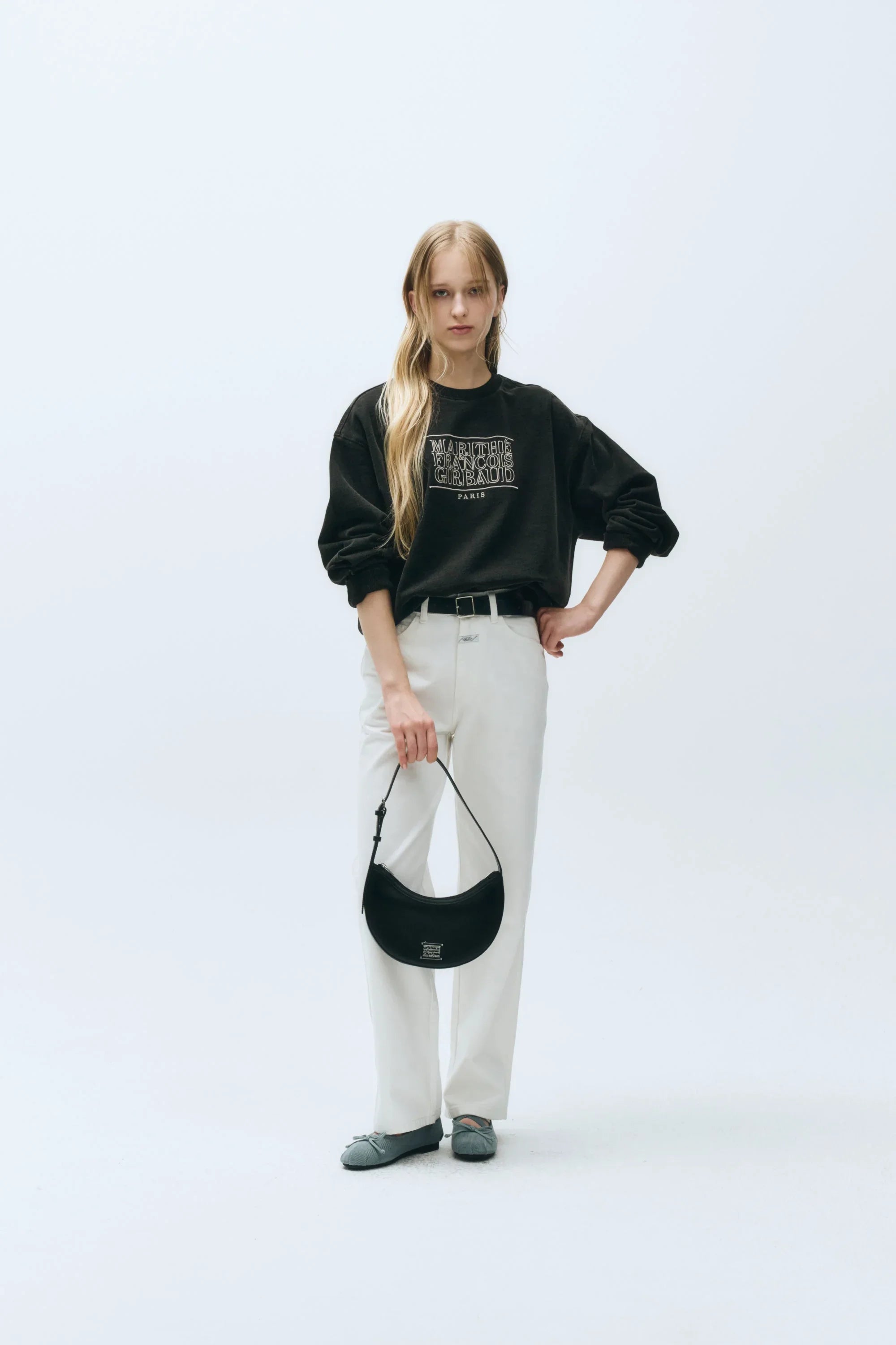 Classic Logo Half Moon Shoulder Bag Black